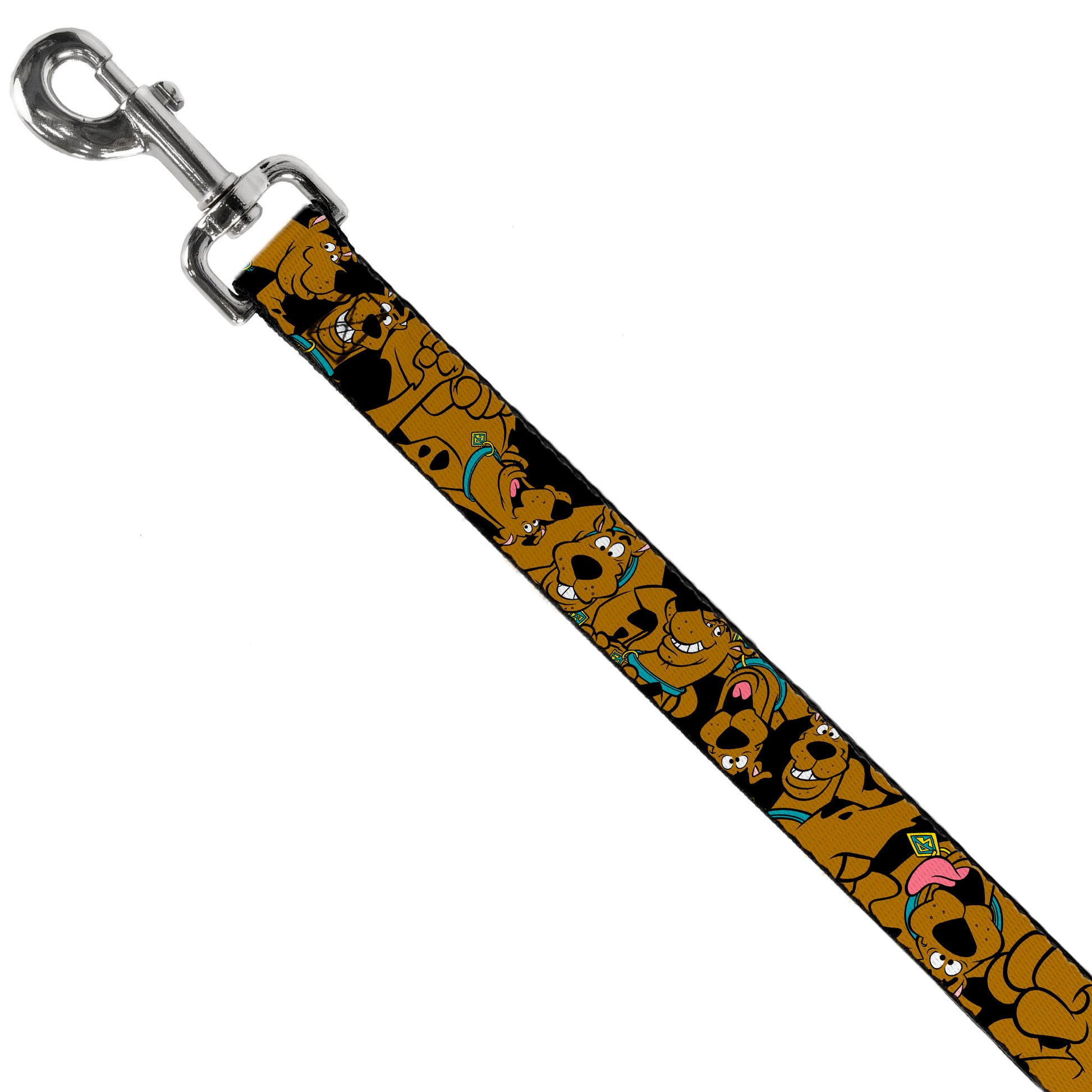 Dog Leash - Scooby Doo Stacked CLOSE-UP Black Dog Leashes Scooby Doo