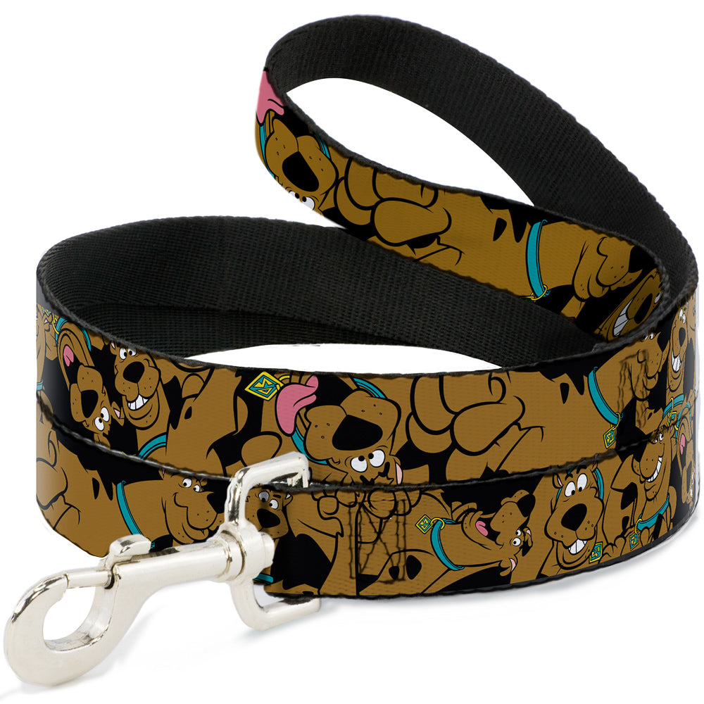 Dog Leash - Scooby Doo Stacked CLOSE-UP Black Dog Leashes Scooby Doo