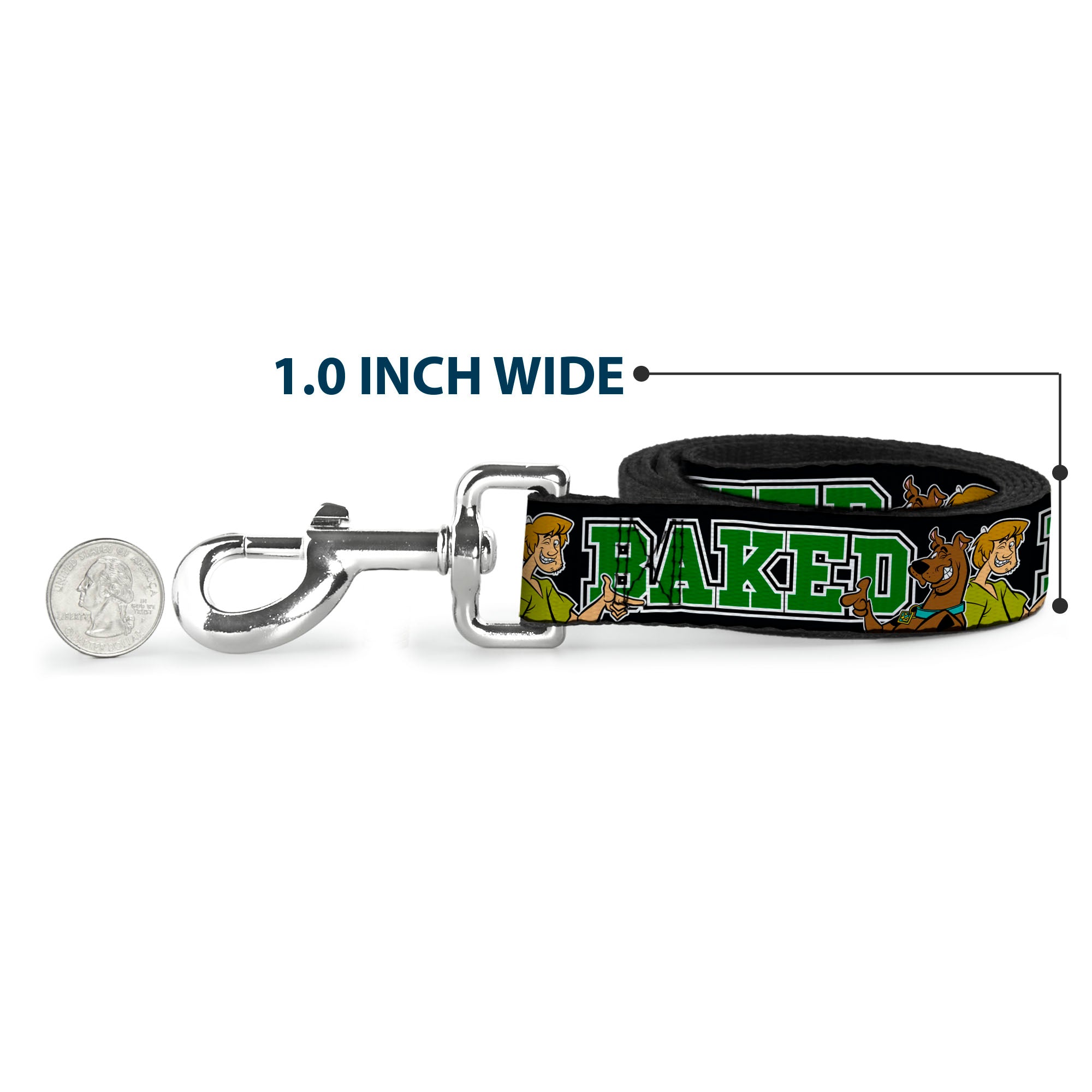Dog Leash - Scooby Doo & Shaggy Pose/BAKED Black/Green Dog Leashes Scooby Doo