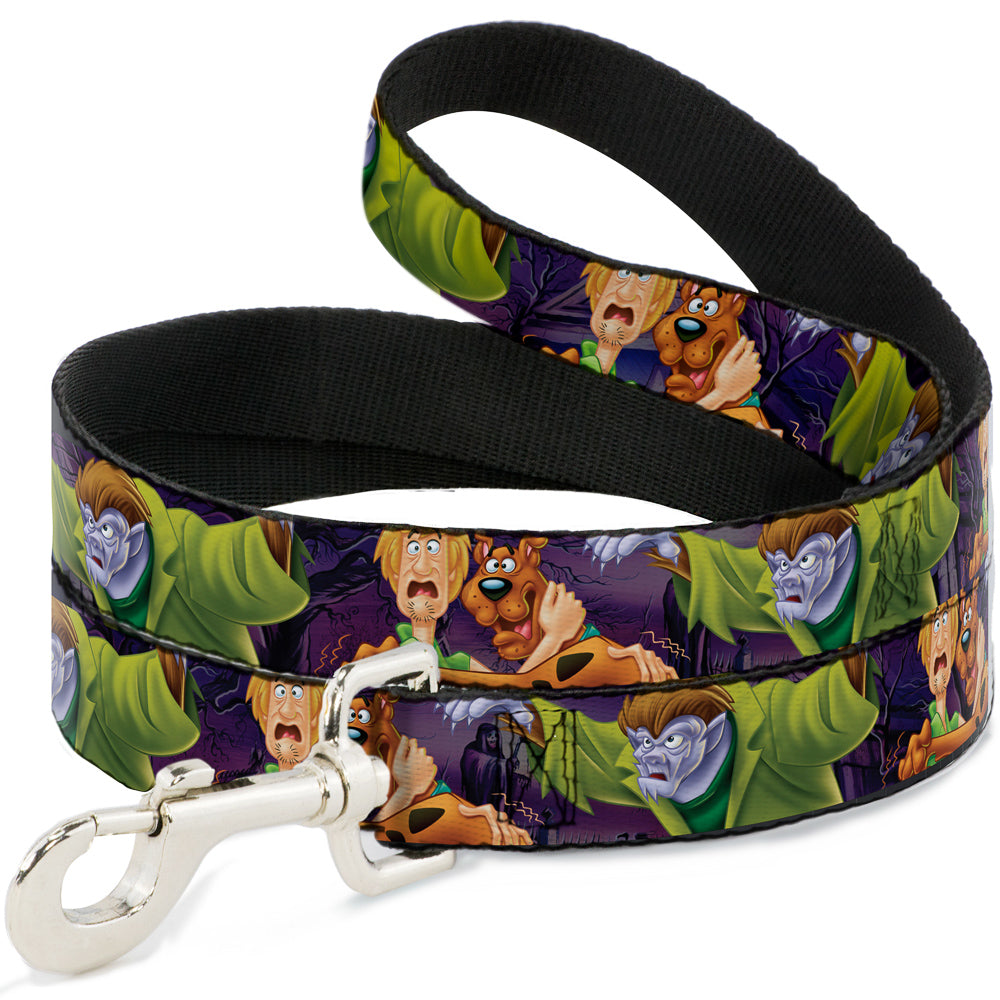 Dog Leash - Scooby & Shaggy Hugging w/Werewolf Man Purple Dog Leashes Scooby Doo