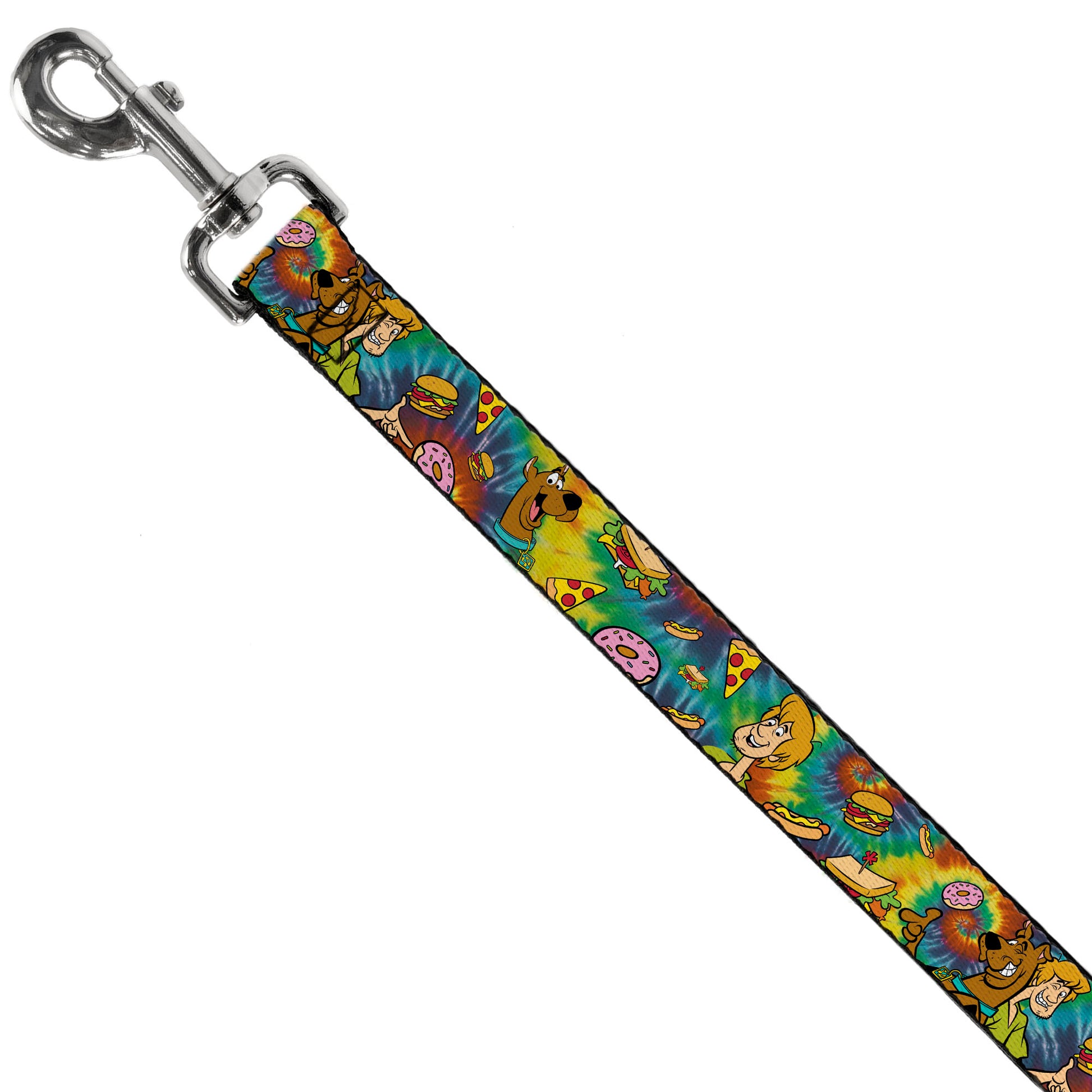 Dog Leash - Scooby Doo and Shaggy Poses/Munchies Tie Dye Multi Color Dog Leashes Scooby Doo