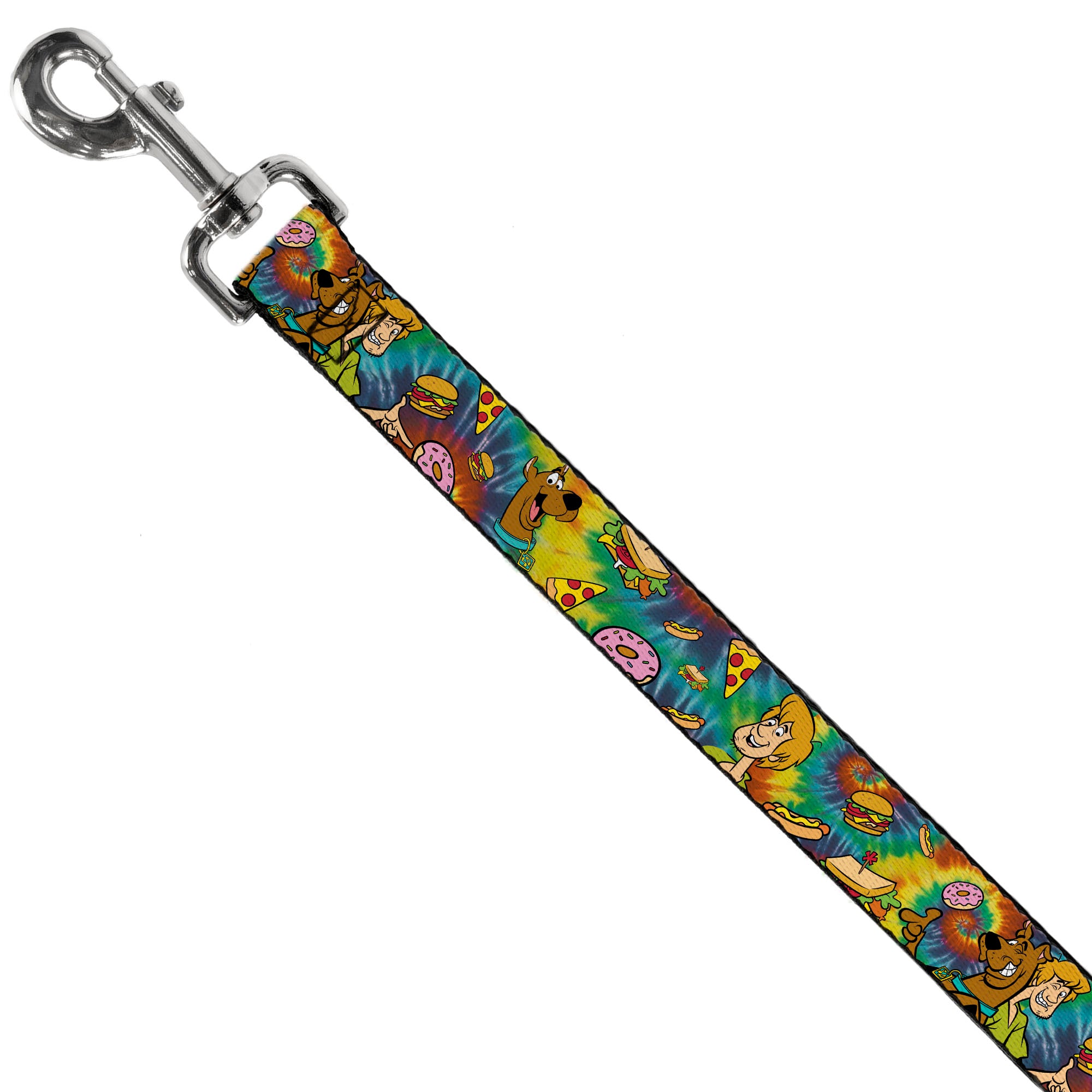 Dog Leash - Scooby Doo and Shaggy Poses/Munchies Tie Dye Multi Color Dog Leashes Scooby Doo
