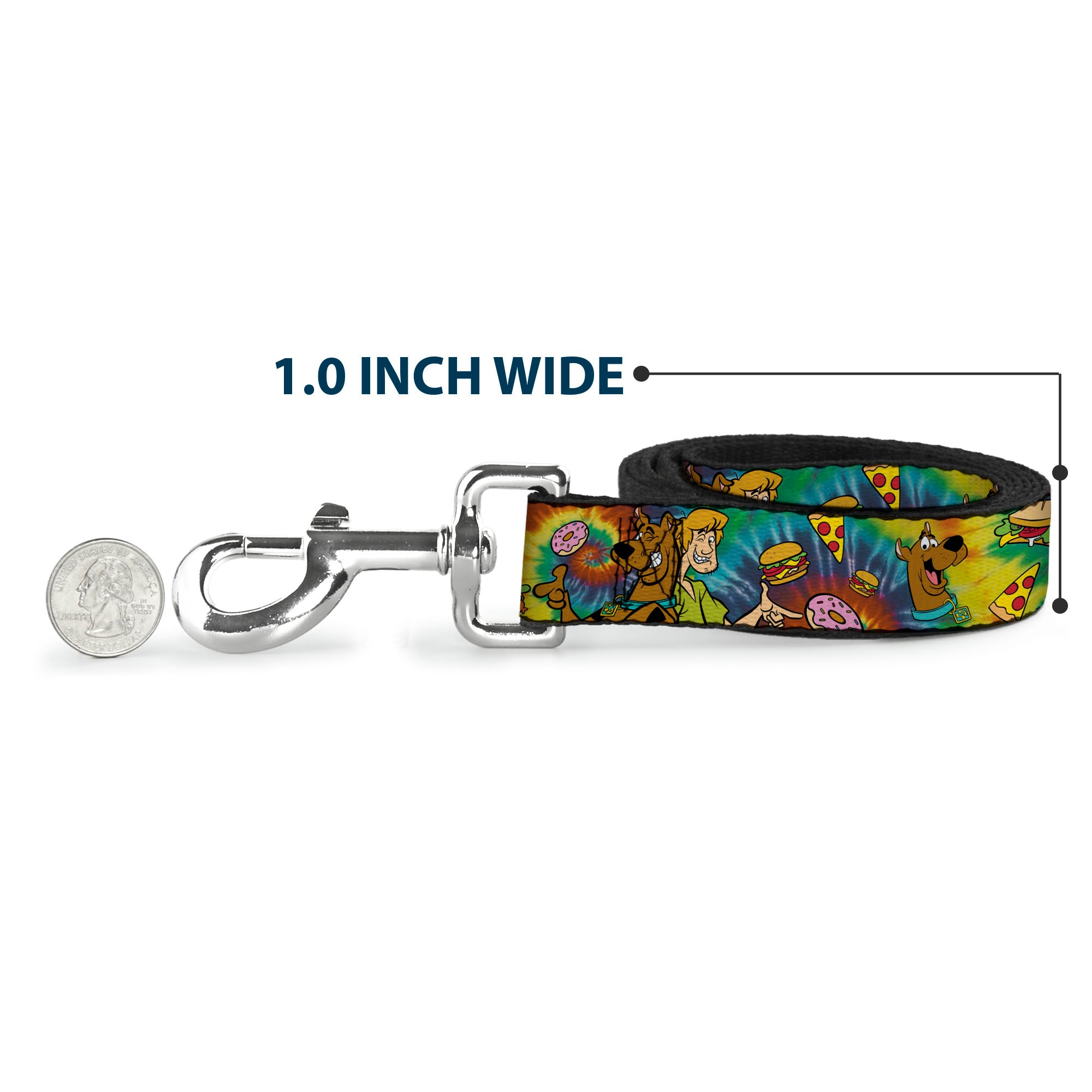 Dog Leash - Scooby Doo and Shaggy Poses/Munchies Tie Dye Multi Color Dog Leashes Scooby Doo