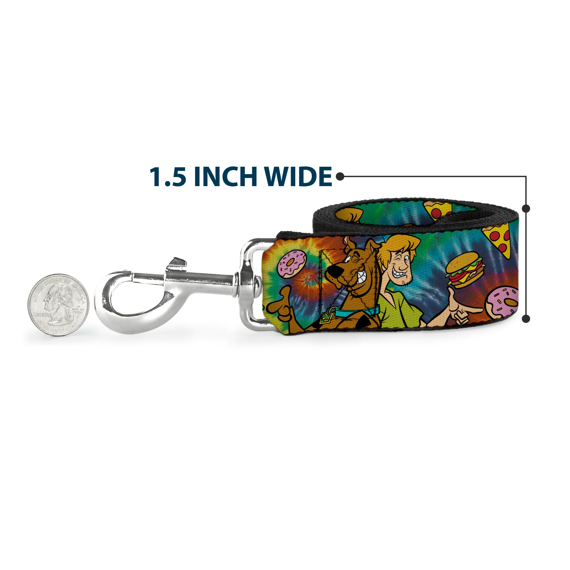 Dog Leash - Scooby Doo and Shaggy Poses/Munchies Tie Dye Multi Color Dog Leashes Scooby Doo