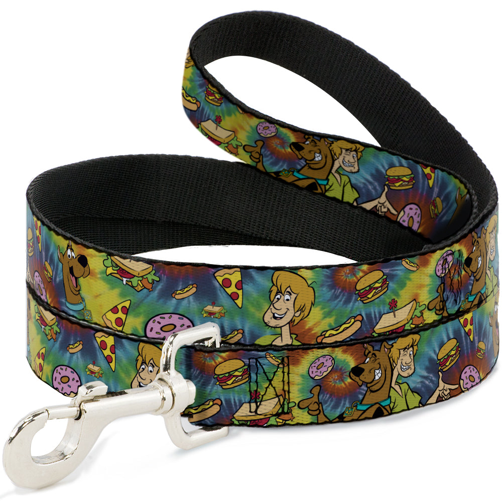 Dog Leash - Scooby Doo and Shaggy Poses/Munchies Tie Dye Multi Color Dog Leashes Scooby Doo
