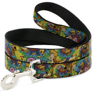 Dog Leash - Scooby Doo and Shaggy Poses/Munchies Tie Dye Multi Color Dog Leashes Scooby Doo