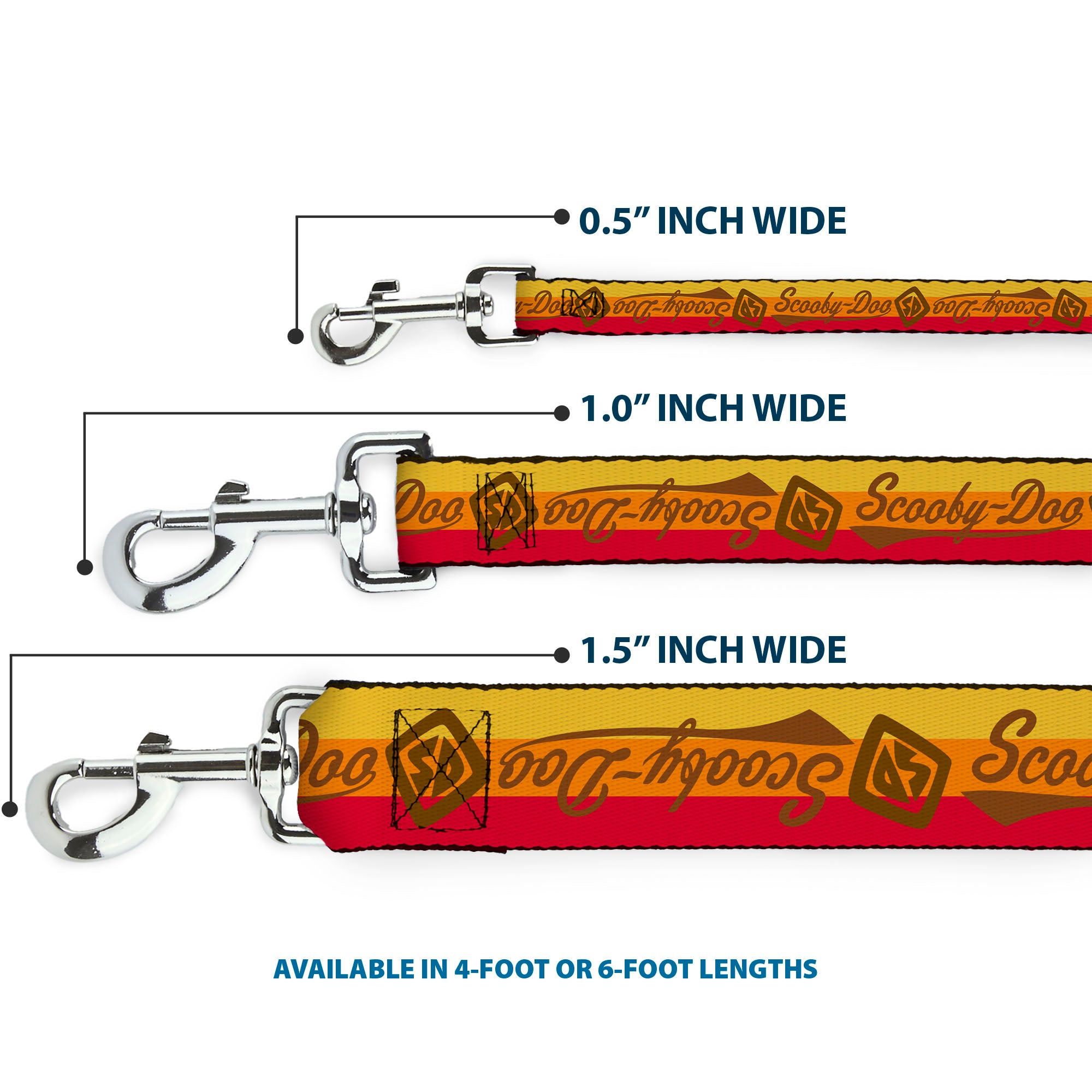 Dog Leash - SCOOBY-DOO Script/SD Icon Stripe Yellow/Orange/Red/Brown Dog Leashes Scooby Doo