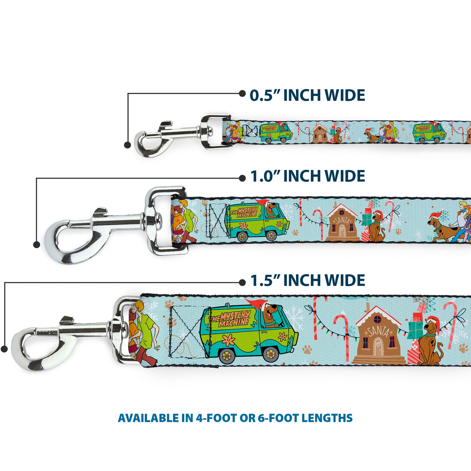 Dog Leash - Scooby Doo Holiday Scenes and Icons Baby Blue Dog Leashes Scooby Doo