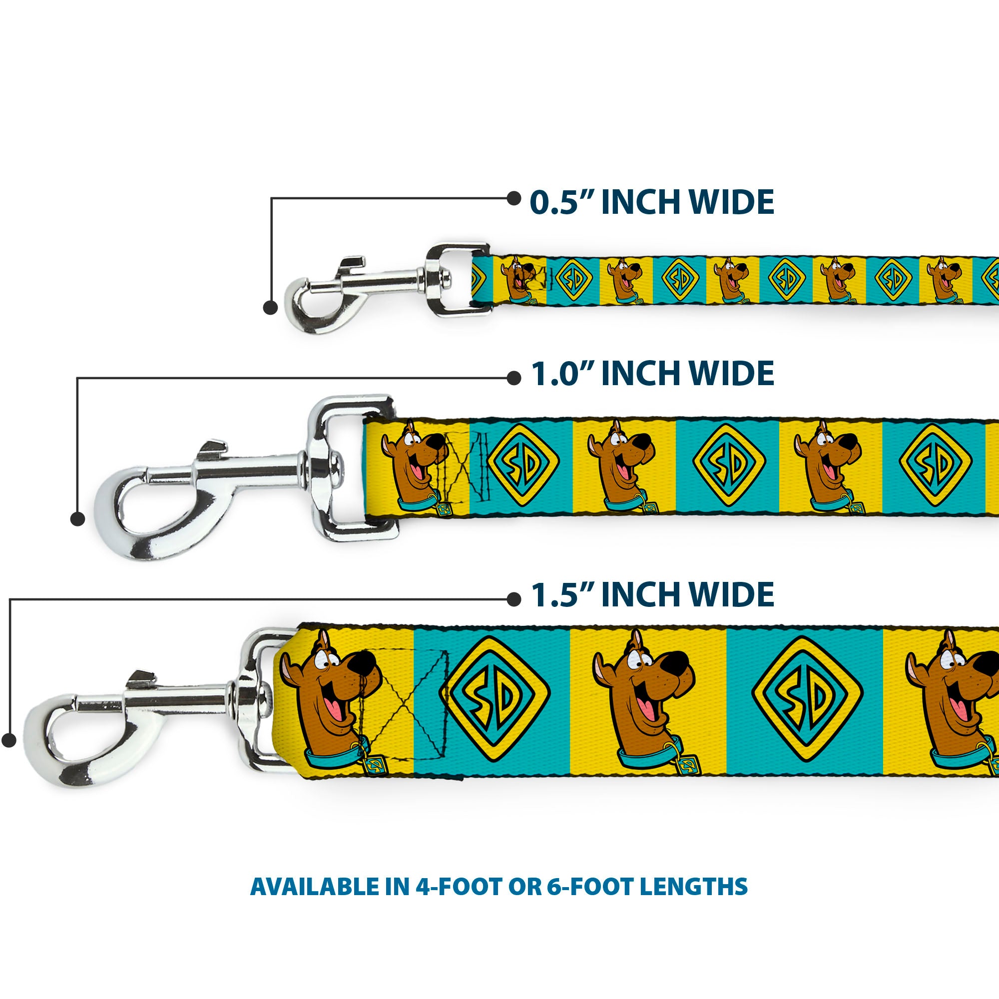 Dog Leash - Scooby Doo Pose and Dog Tag Blocks Yellow/Blue Dog Leashes Scooby Doo