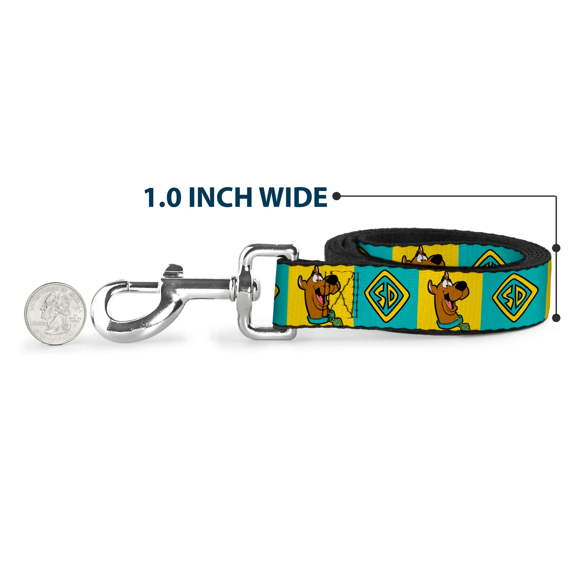 Dog Leash - Scooby Doo Pose and Dog Tag Blocks Yellow/Blue Dog Leashes Scooby Doo