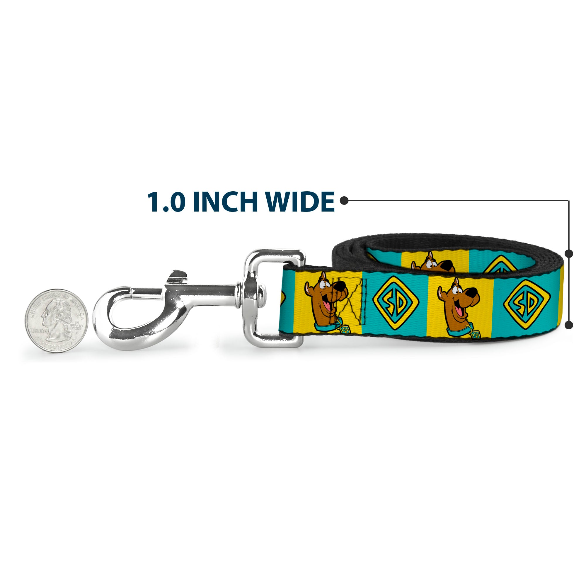 Dog Leash - Scooby Doo Pose and Dog Tag Blocks Yellow/Blue Dog Leashes Scooby Doo
