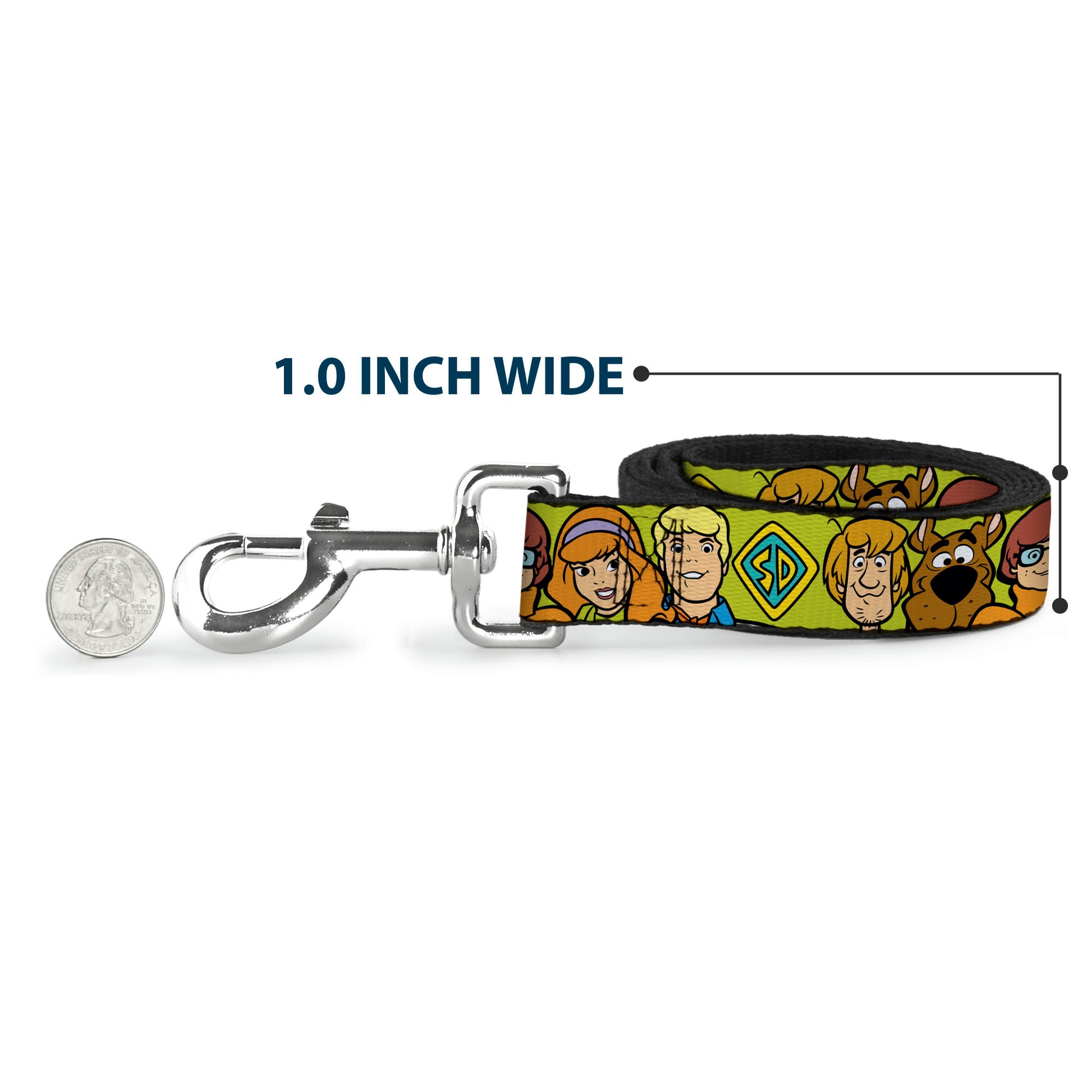 Dog Leash - Scooby Doo Character Faces Close-Up Green Dog Leashes Scooby Doo