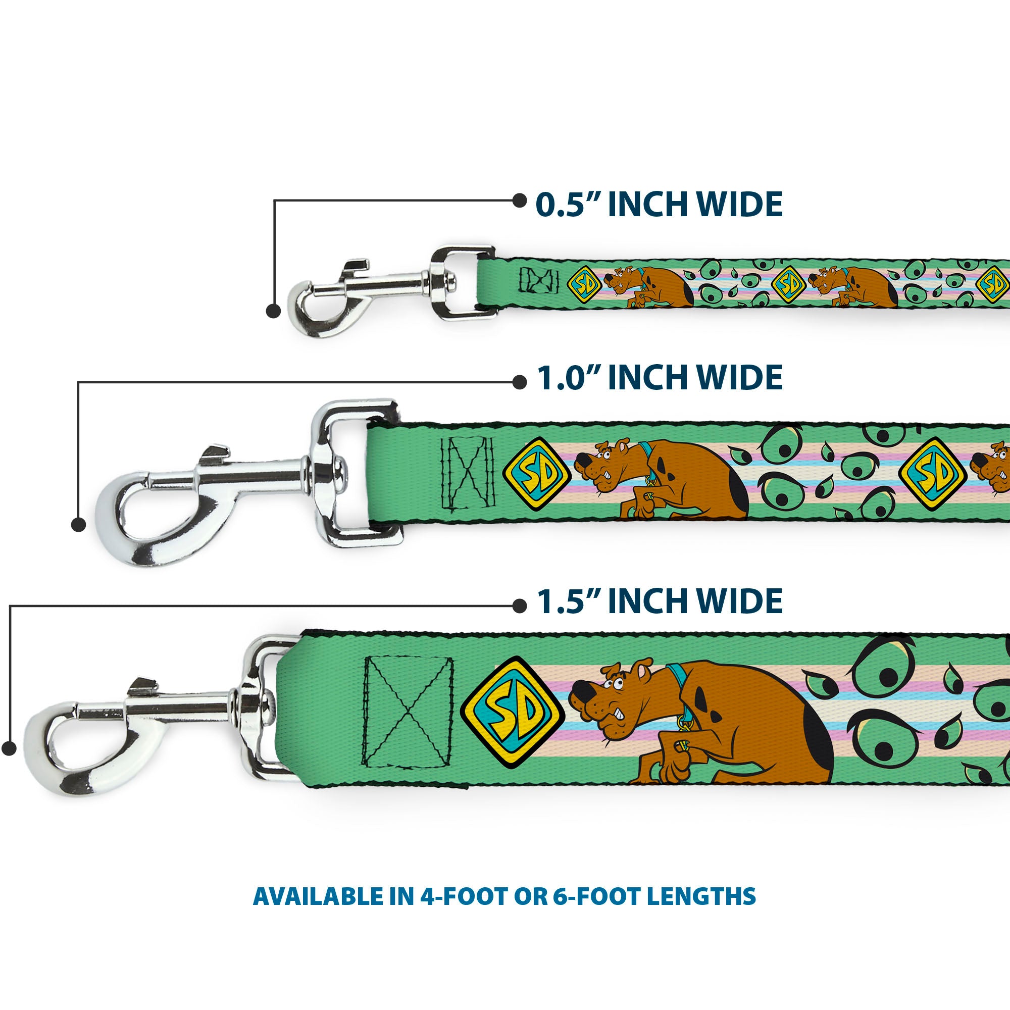 Dog Leash - Scooby-Doo Sneaking Pose and Monster Eyes Greens Dog Leashes Scooby Doo