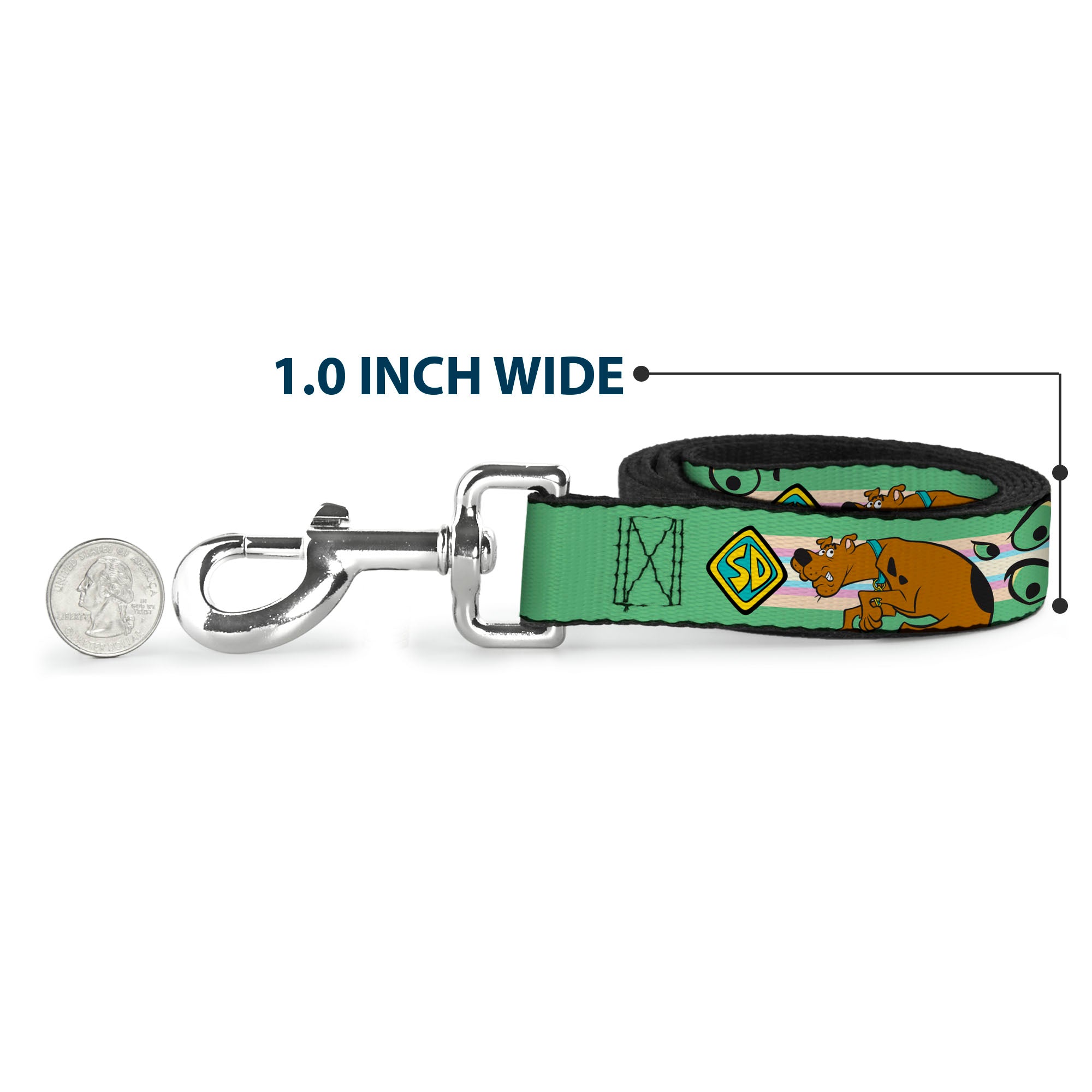 Dog Leash - Scooby-Doo Sneaking Pose and Monster Eyes Greens Dog Leashes Scooby Doo