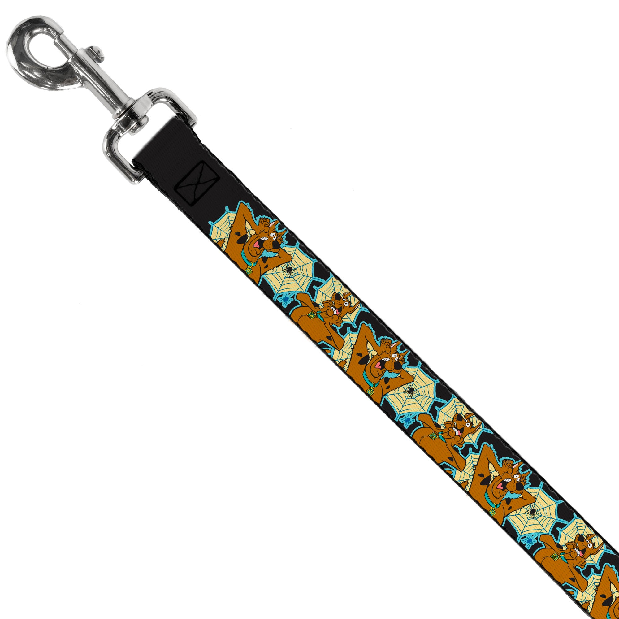 Dog Leash - Scooby-Doo Scared Spider Web Poses Black Dog Leashes Scooby Doo