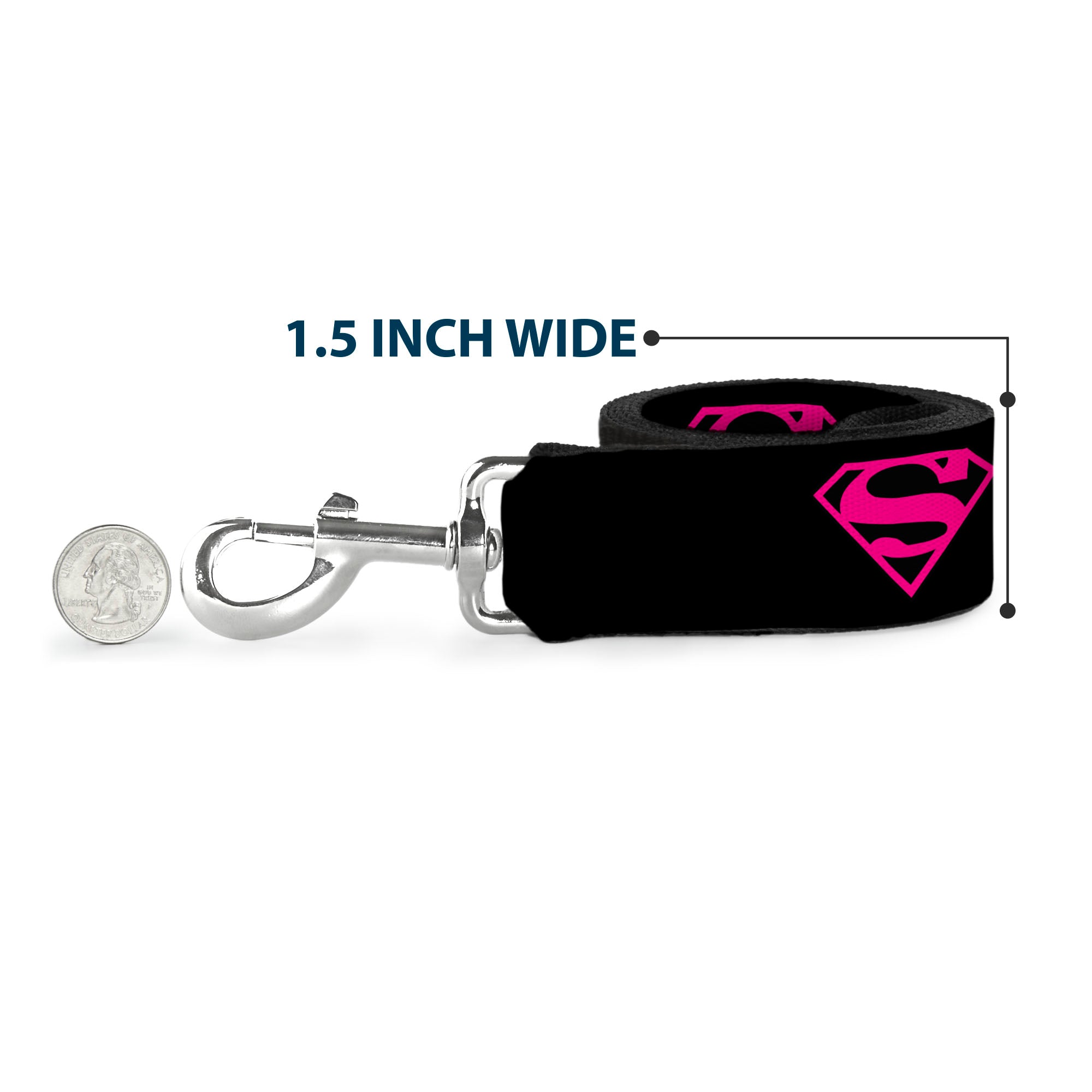 Dog Leash - Superman Shield Black/Hot Pink Dog Leashes DC Comics