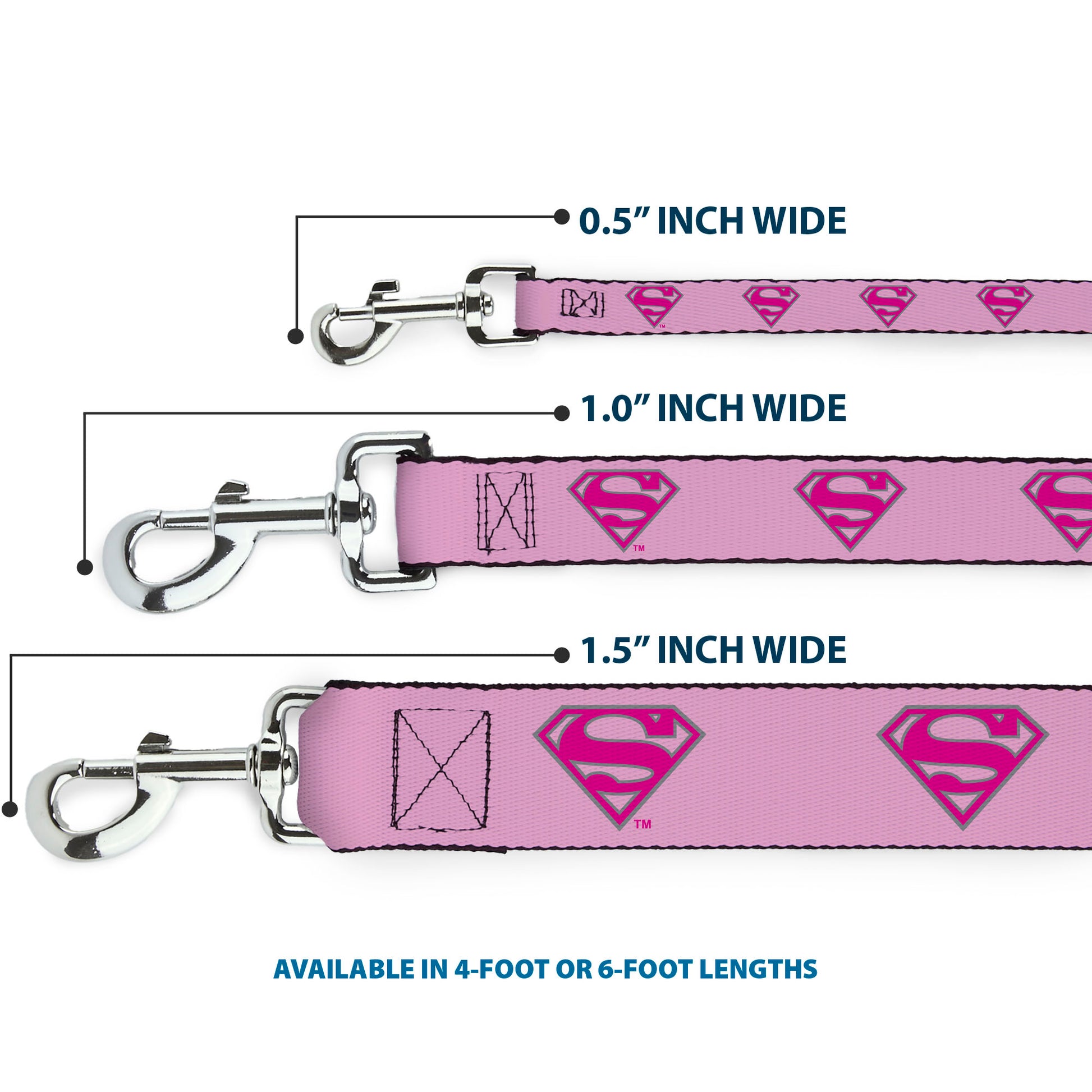 Dog Leash - Superman Shield Pink Dog Leashes DC Comics