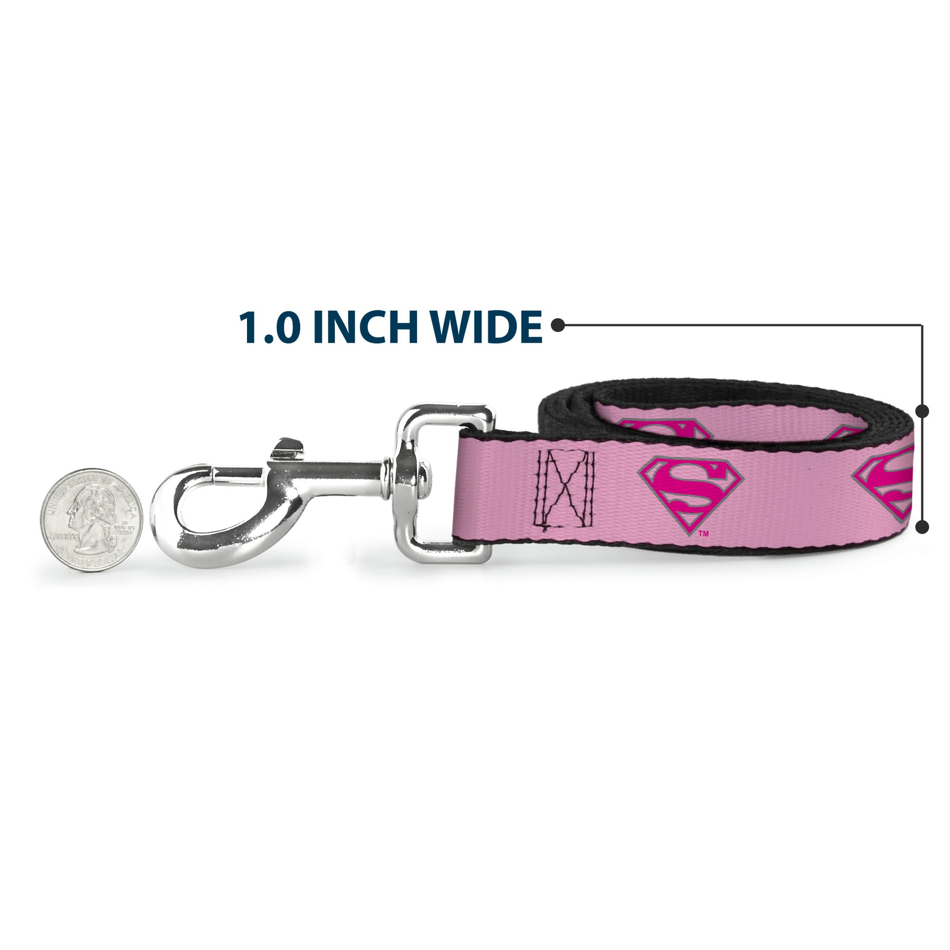 Dog Leash - Superman Shield Pink Dog Leashes DC Comics
