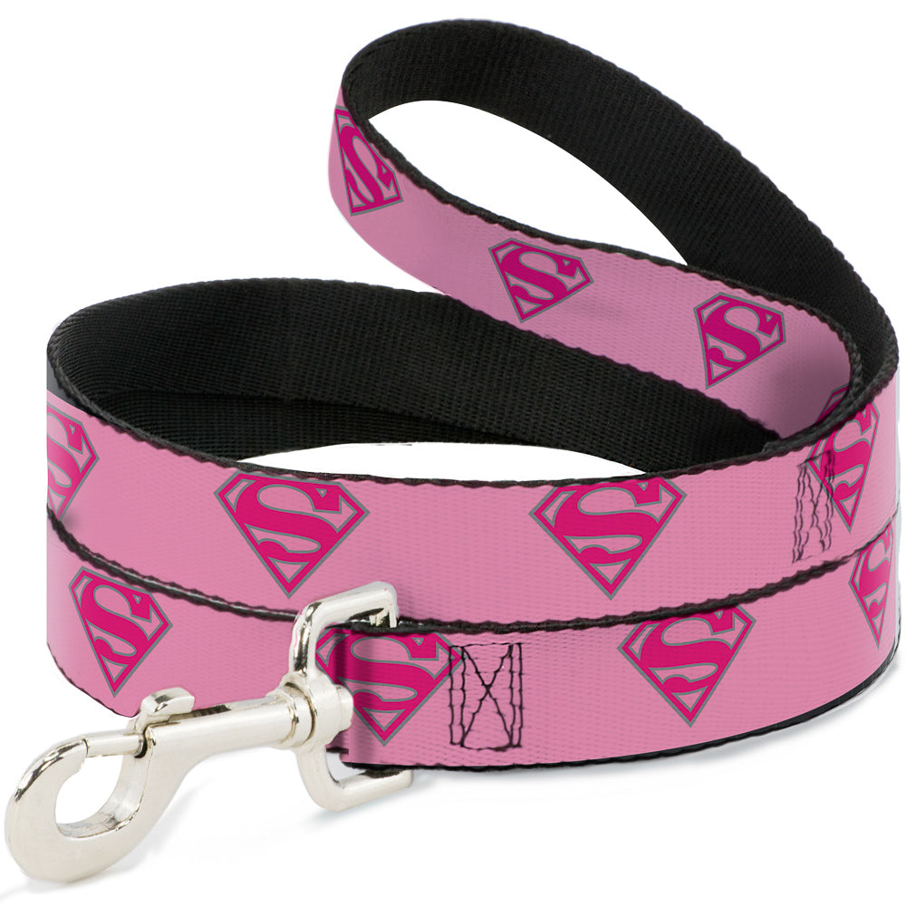Dog Leash - Superman Shield Pink Dog Leashes DC Comics