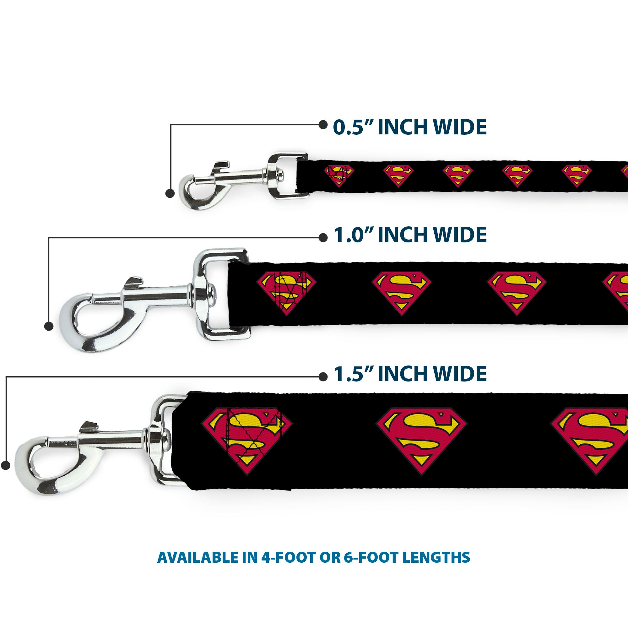 Dog Leash - Superman Shield Black Dog Leashes DC Comics