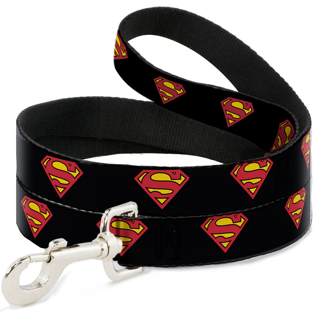 Dog Leash - Superman Shield Black Dog Leashes DC Comics