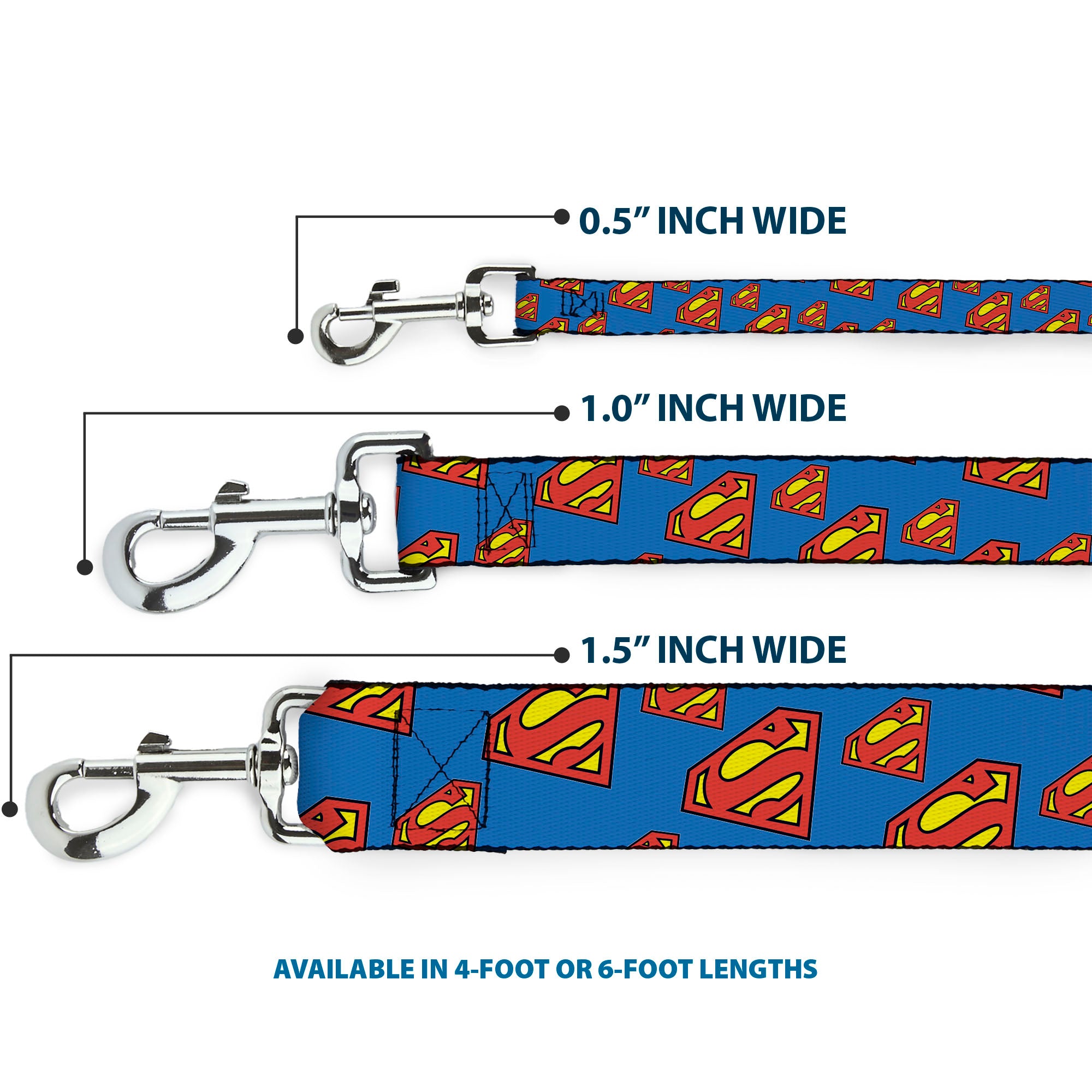Dog Leash - Super Shield Diagonal Royal Blue/Red Dog Leashes DC Comics