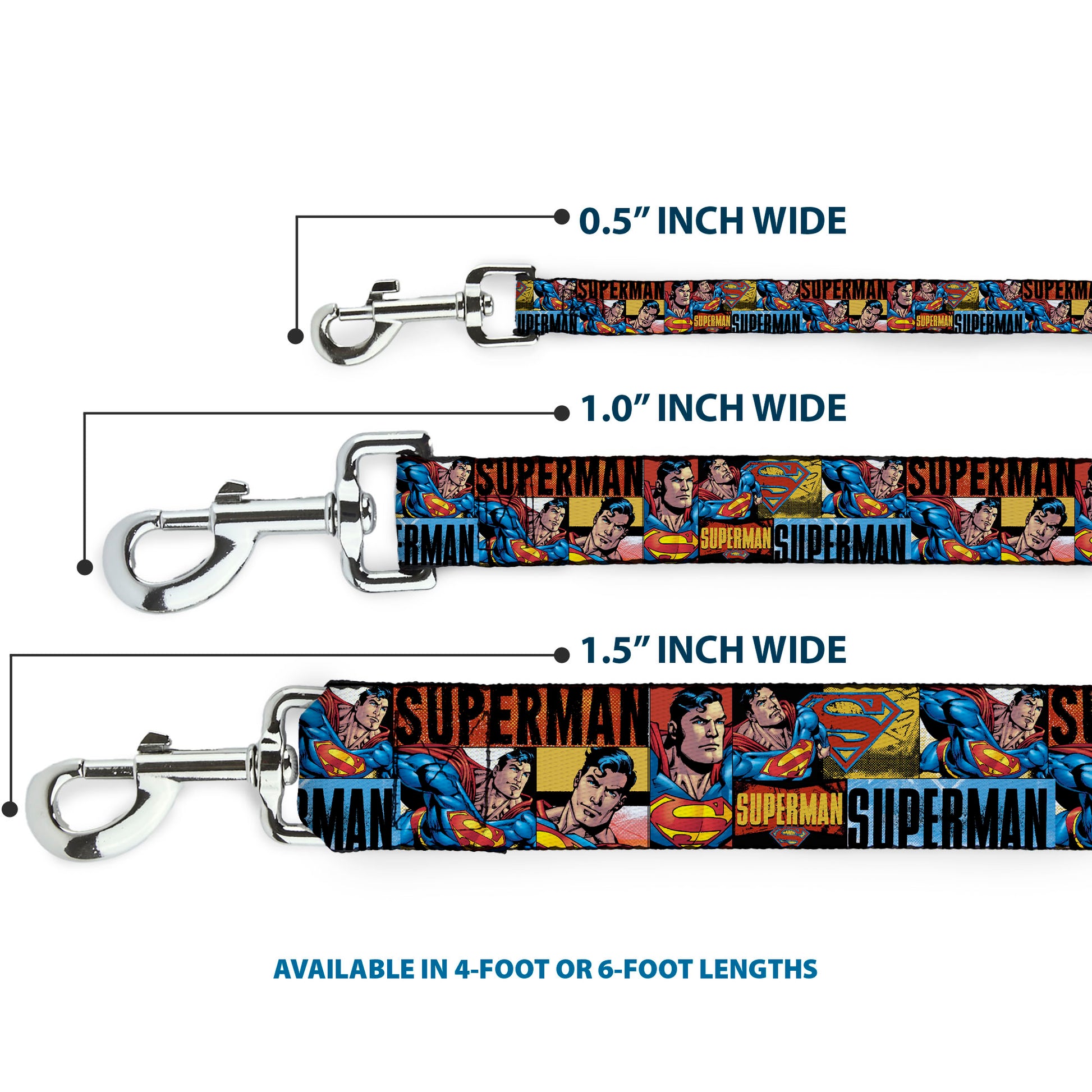 Dog Leash - SUPERMAN Action Blocks Red/Blue Dog Leashes DC Comics