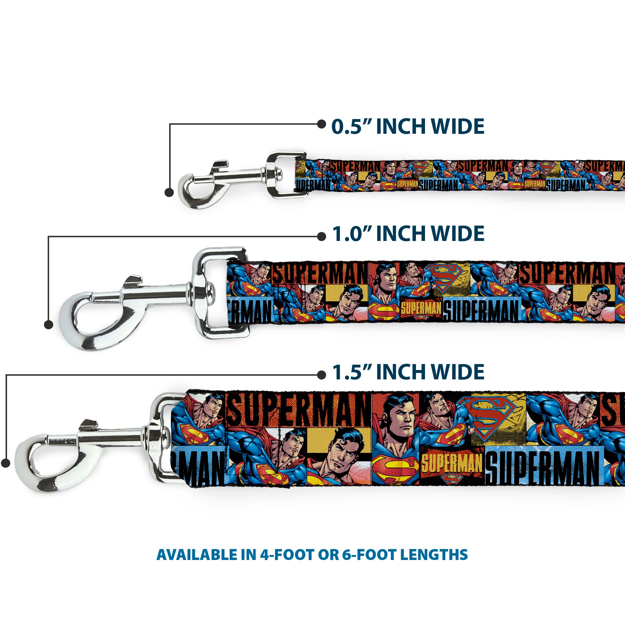 Dog Leash - SUPERMAN Action Blocks Red/Blue Dog Leashes DC Comics