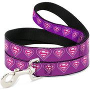 Dog Leash - Superman Logo in Heart Purple/White/Pink Dog Leashes DC Comics