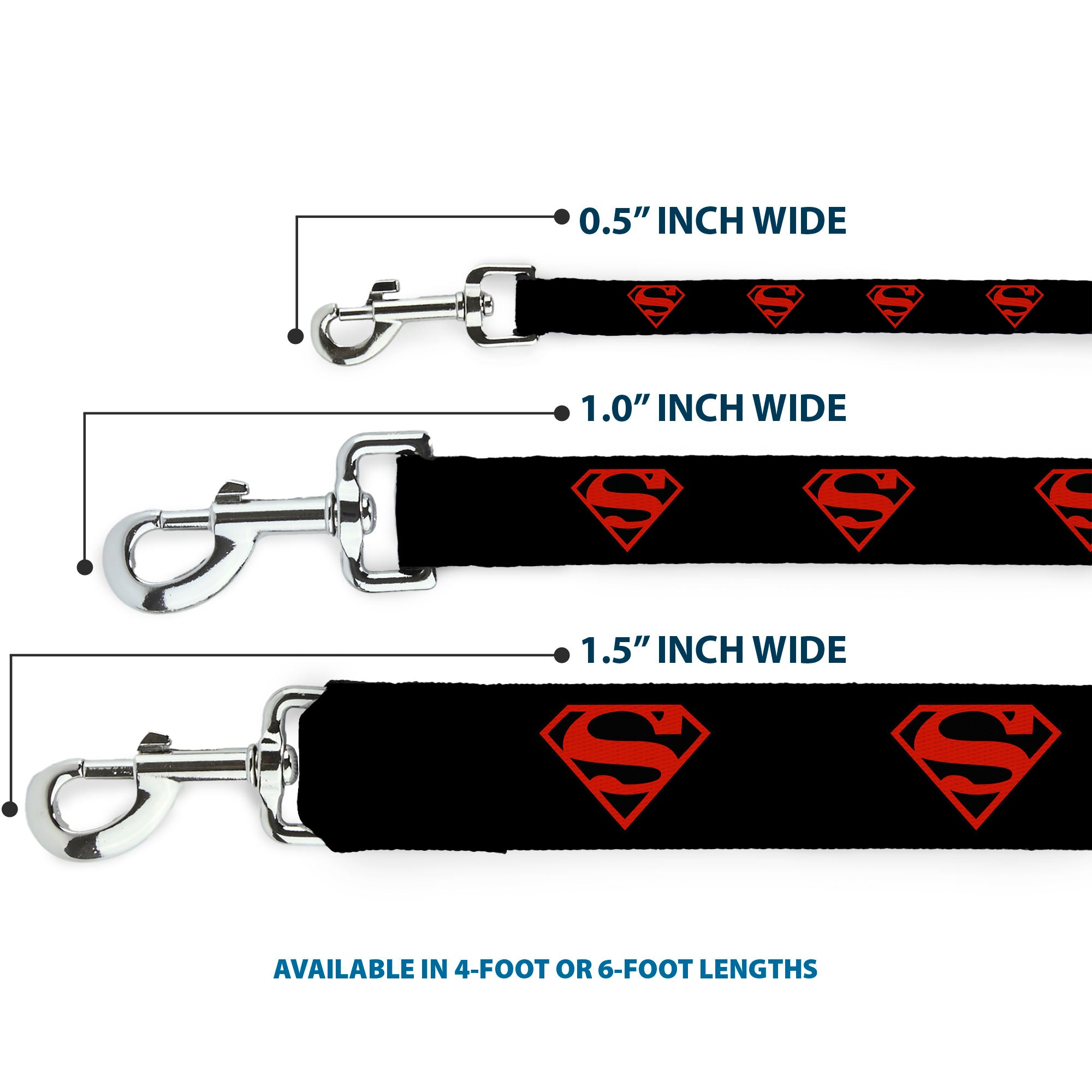 Dog Leash - Superboy Shield Black/Red Dog Leashes DC Comics
