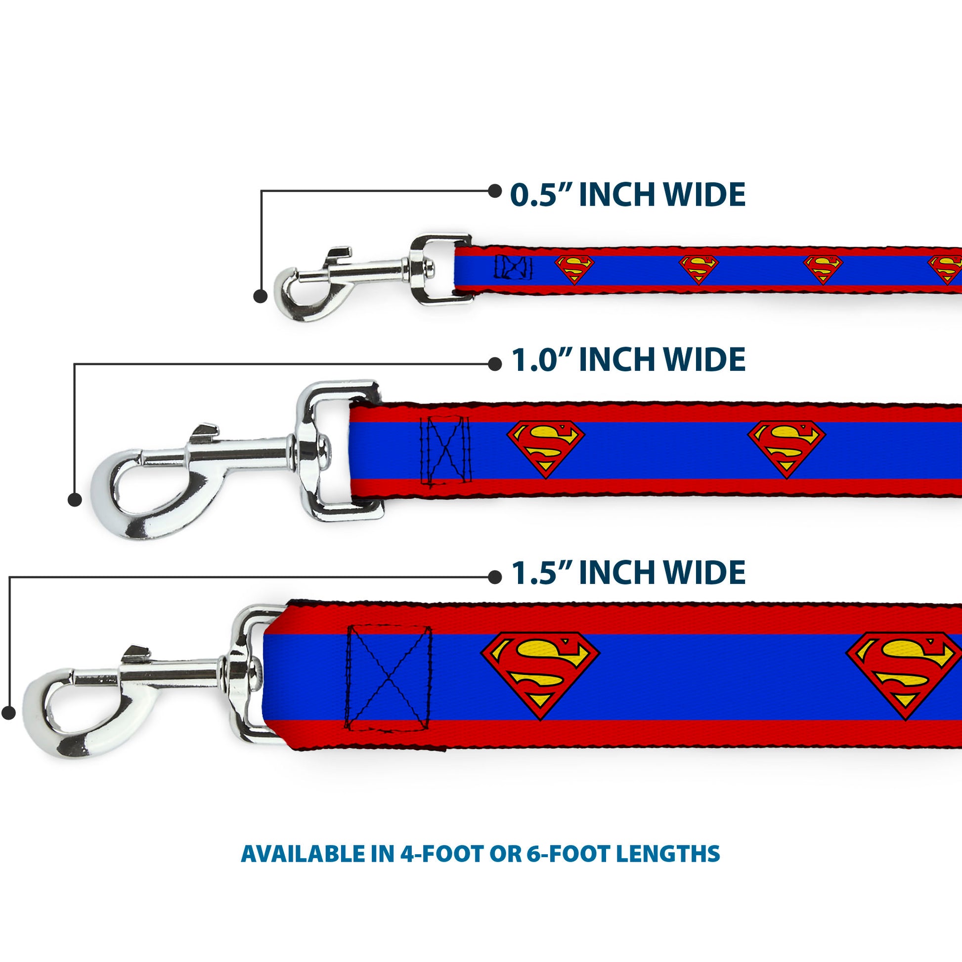 Dog Leash - Superman Shield/Stripe Red/Blue Dog Leashes DC Comics