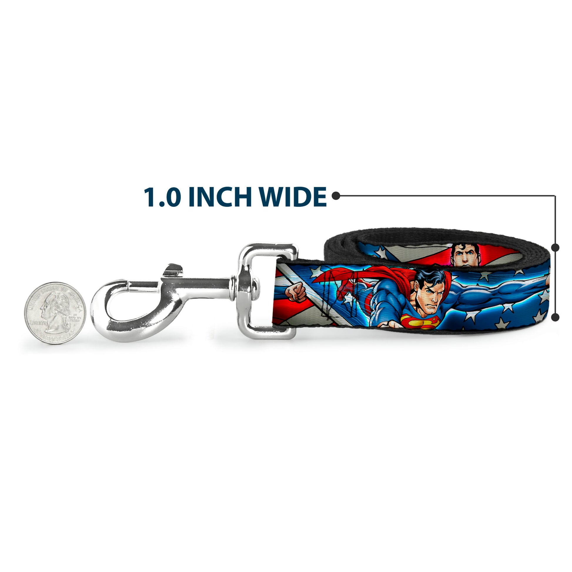 Dog Leash - Superman Action Poses/Stars & Stripes Dog Leashes DC Comics