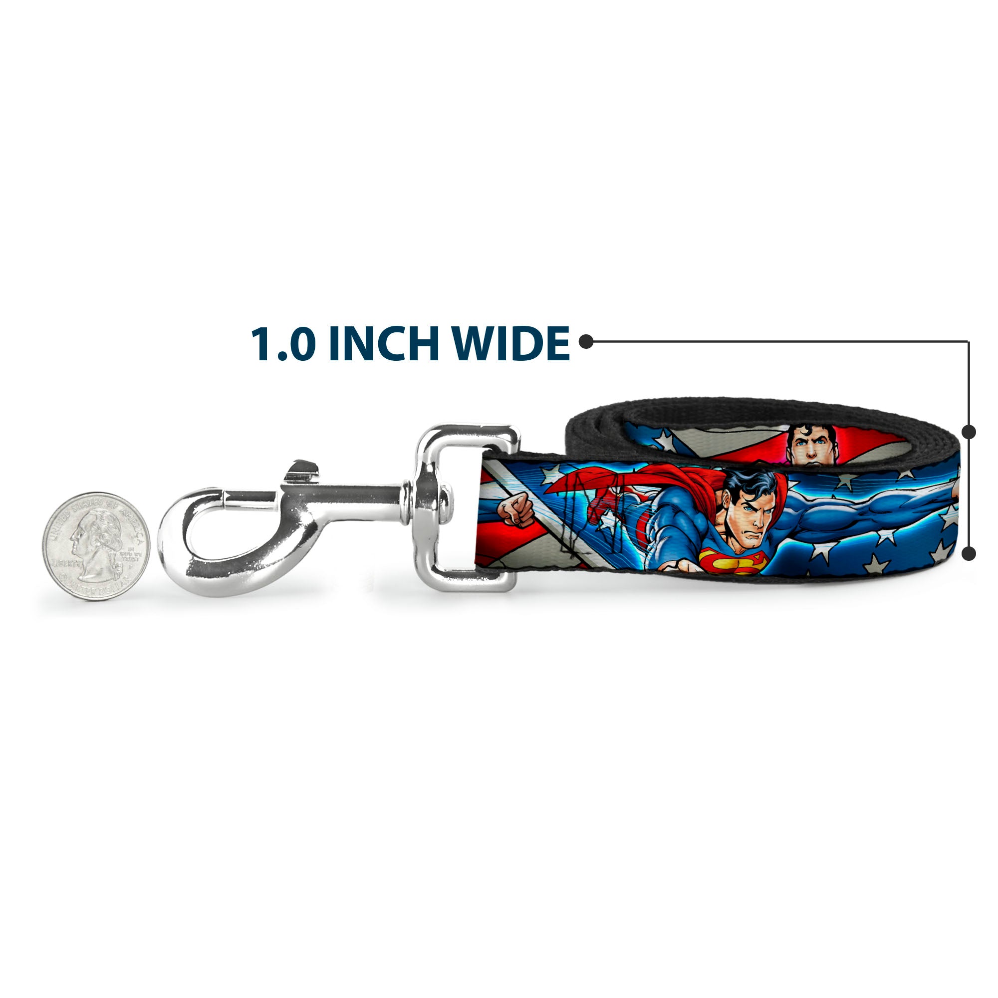 Dog Leash - Superman Action Poses/Stars & Stripes Dog Leashes DC Comics