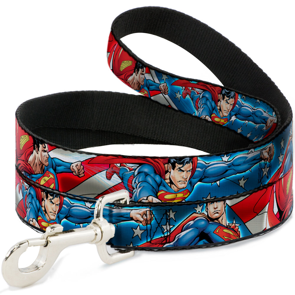 Dog Leash - Superman Action Poses/Stars & Stripes Dog Leashes DC Comics