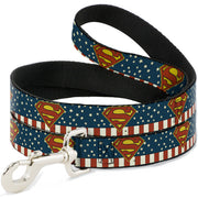 Dog Leash - Superman Shield Americana Red/White/Blue/Yellow Dog Leashes DC Comics