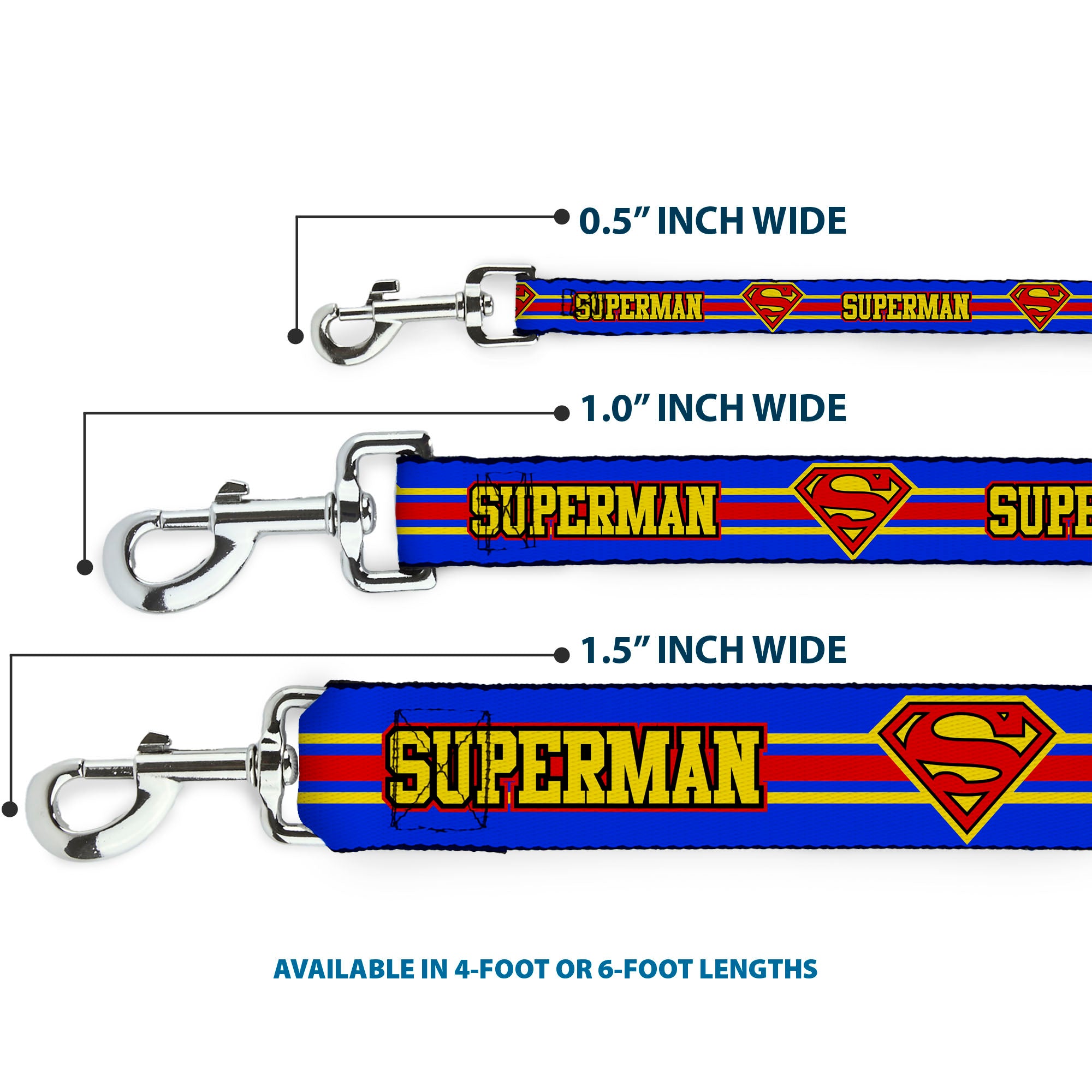 Dog Leash - SUPERMAN/Shield Stripe Blue/Yellow/Red Dog Leashes DC Comics