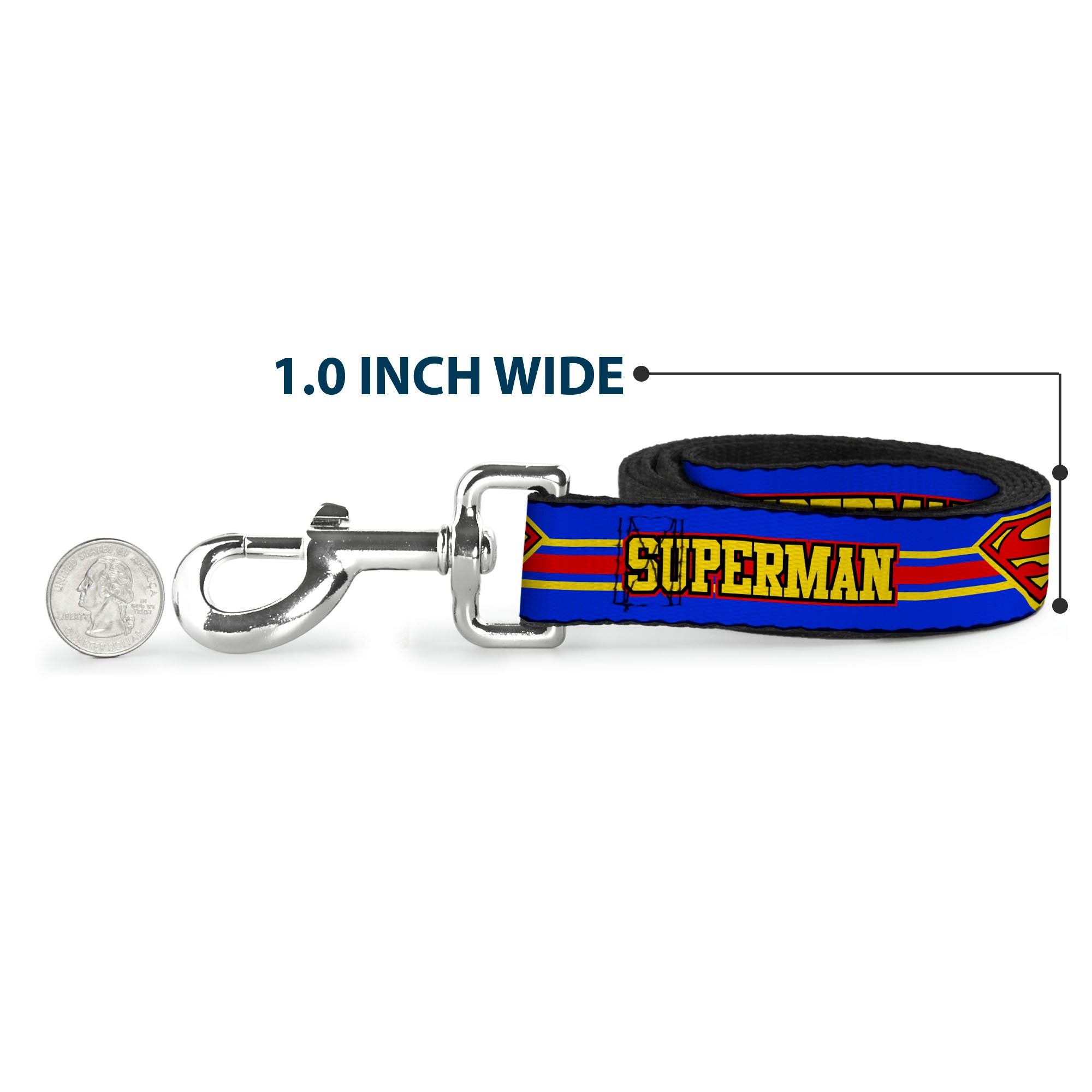 Dog Leash - SUPERMAN/Shield Stripe Blue/Yellow/Red Dog Leashes DC Comics