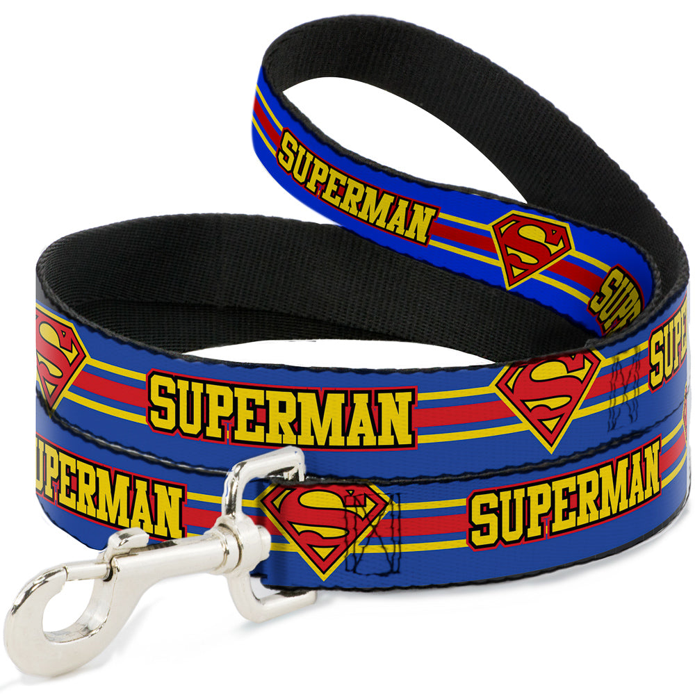 Dog Leash - SUPERMAN/Shield Stripe Blue/Yellow/Red Dog Leashes DC Comics