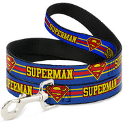Dog Leash - SUPERMAN/Shield Stripe Blue/Yellow/Red Dog Leashes DC Comics