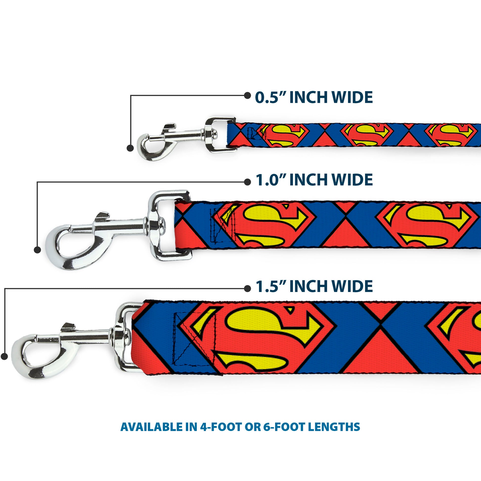 Dog Leash - Superman Shield CLOSE-UP Blue/Red/Yellow Dog Leashes DC Comics