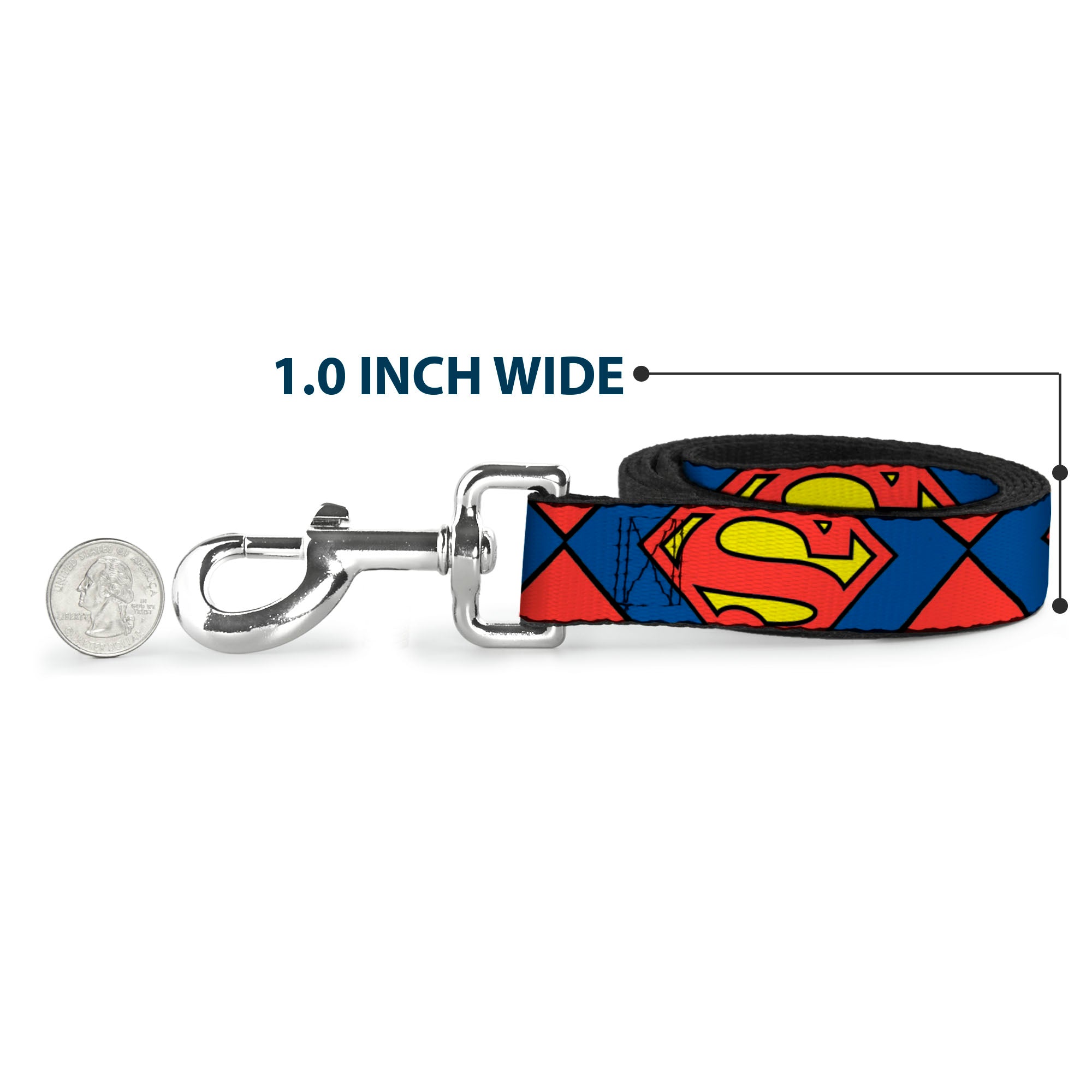 Dog Leash - Superman Shield CLOSE-UP Blue/Red/Yellow Dog Leashes DC Comics