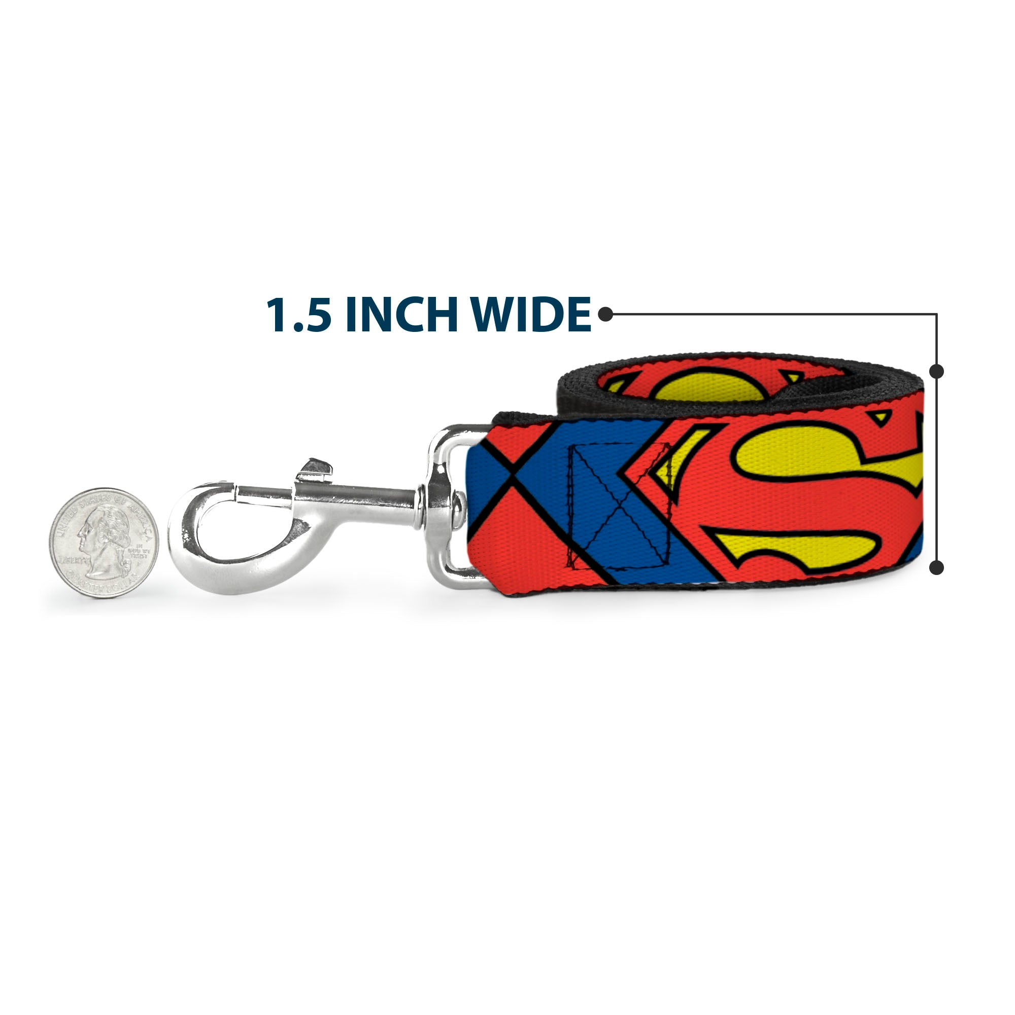 Dog Leash - Superman Shield CLOSE-UP Blue/Red/Yellow Dog Leashes DC Comics