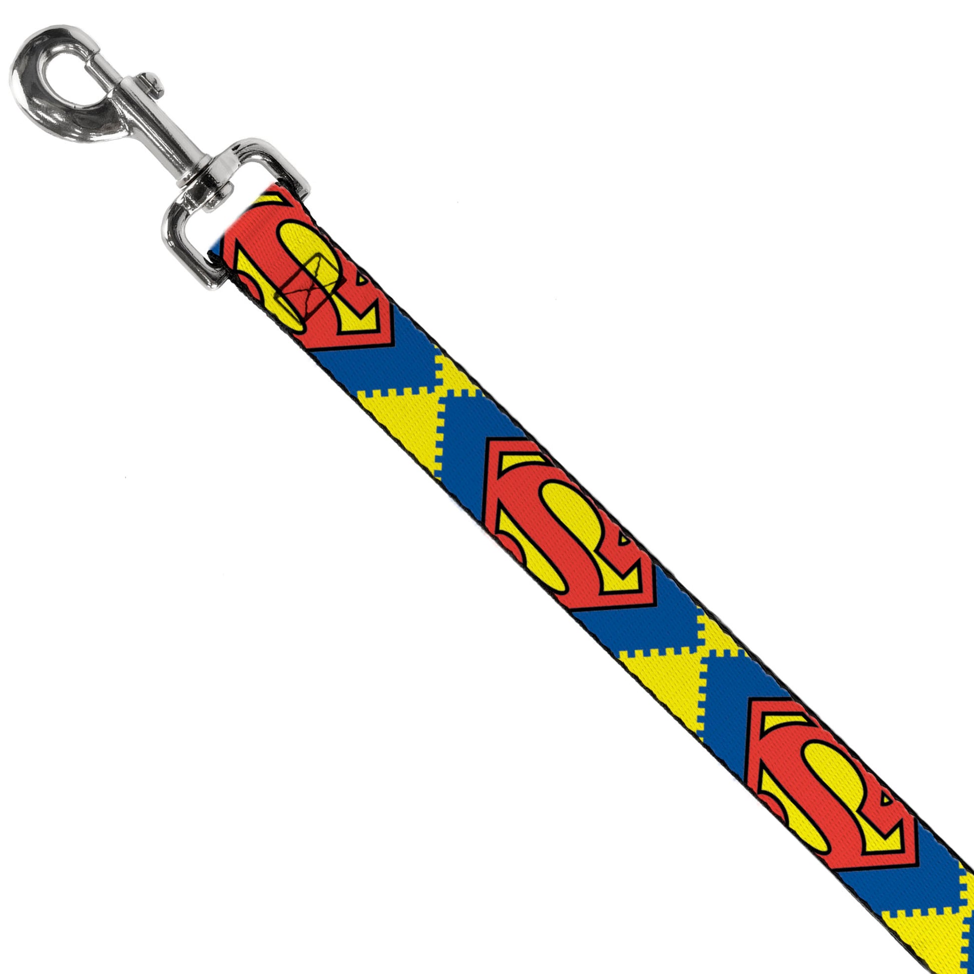 Dog Leash - Jagged Superman Shield CLOSE-UP Yellow/Blue/Red Dog Leashes DC Comics