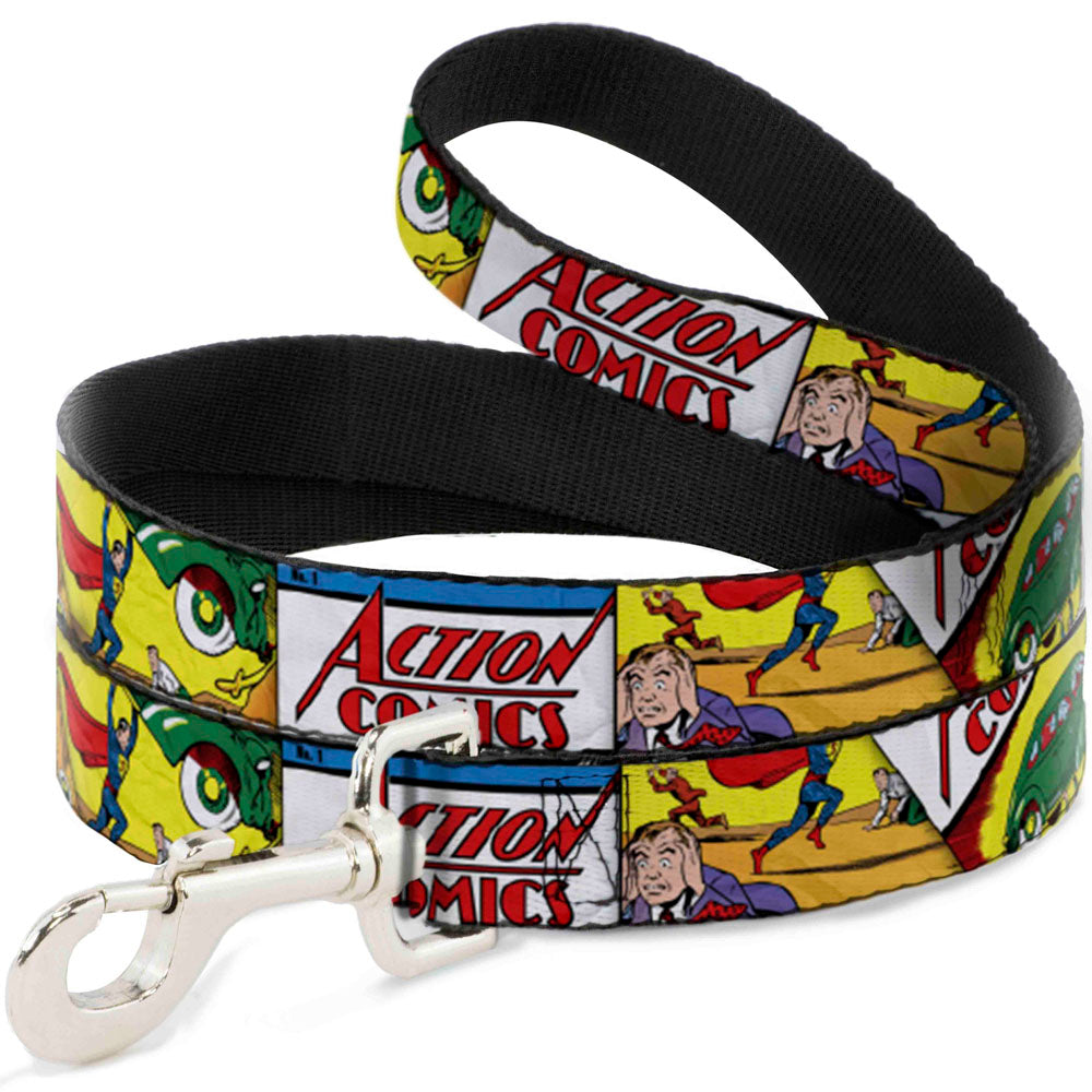 Dog Leash - Classic ACTION COMICS Issue #1 Cover Superman Lifting Car Stacked Dog Leashes DC Comics