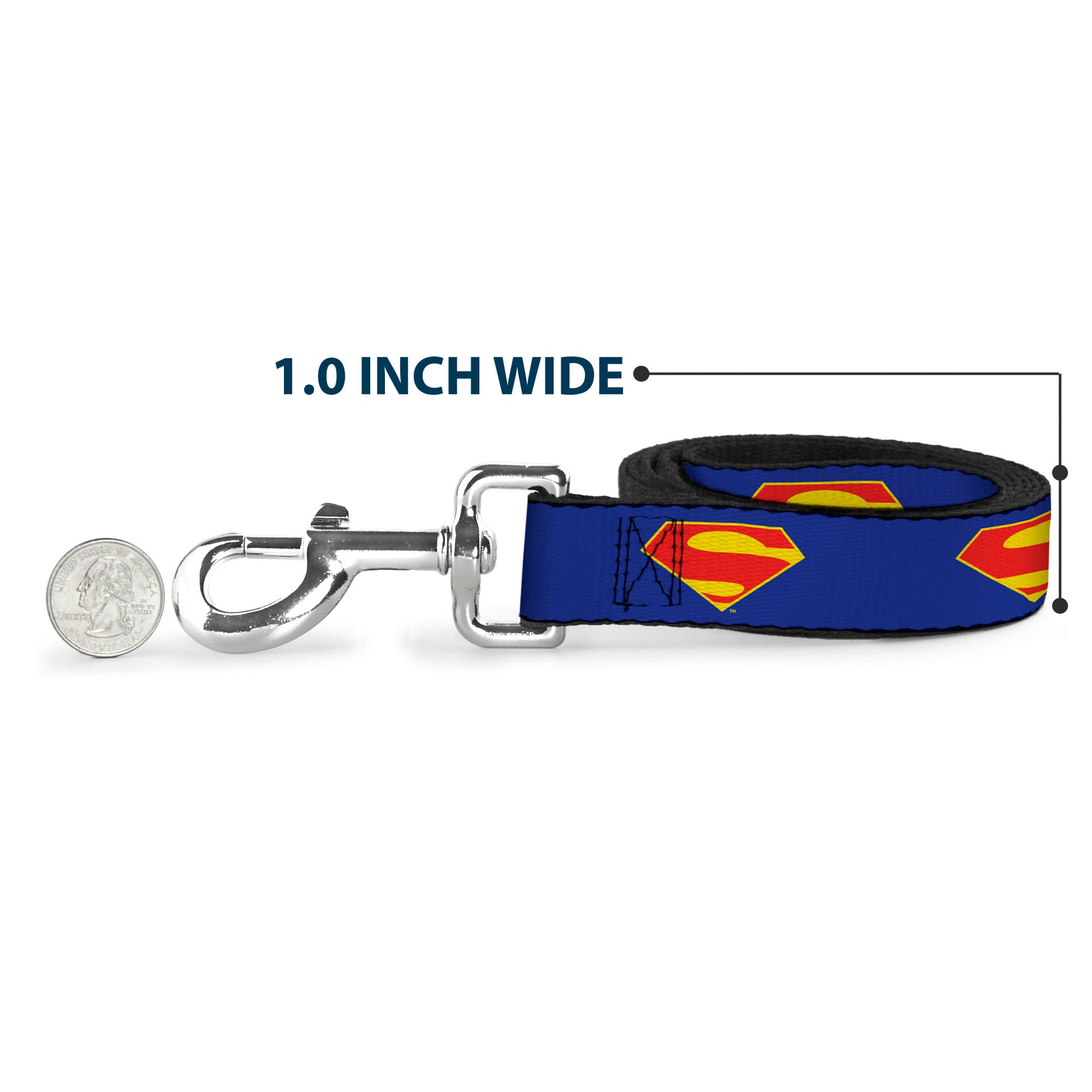 Dog Leash - DC League of Super-Pets Superman Shield Logo Blue/Red/Yellow Dog Leashes DC Comics