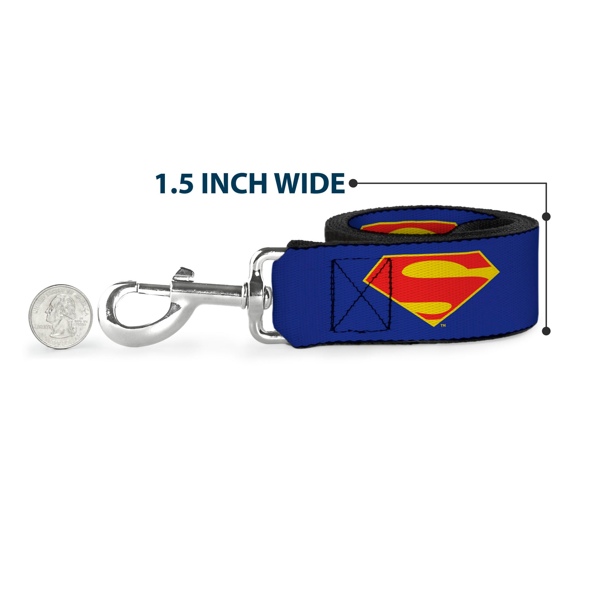 Dog Leash - DC League of Super-Pets Superman Shield Logo Blue/Red/Yellow Dog Leashes DC Comics