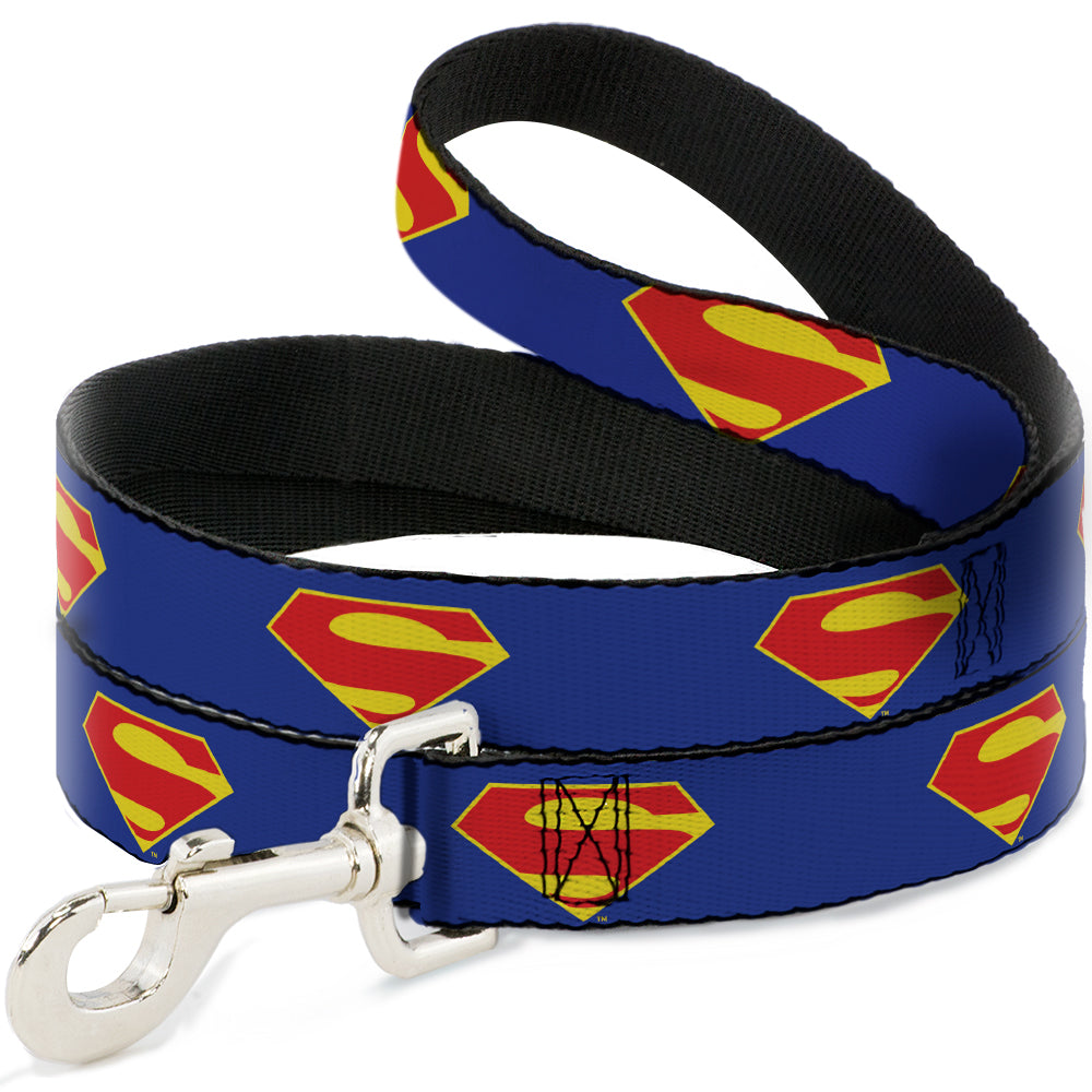 Dog Leash - DC League of Super-Pets Superman Shield Logo Blue/Red/Yellow Dog Leashes DC Comics