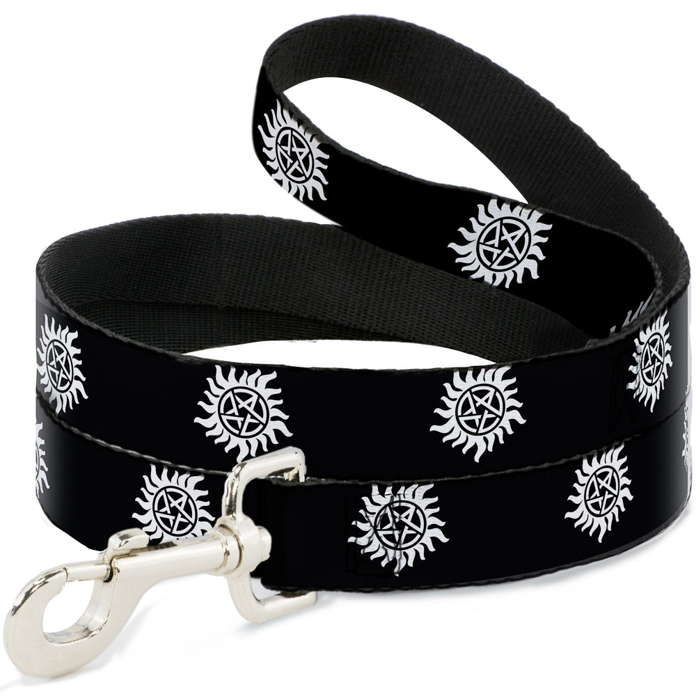Dog Leash - Winchester Pentagram Repeat Black/White Dog Leashes Supernatural
