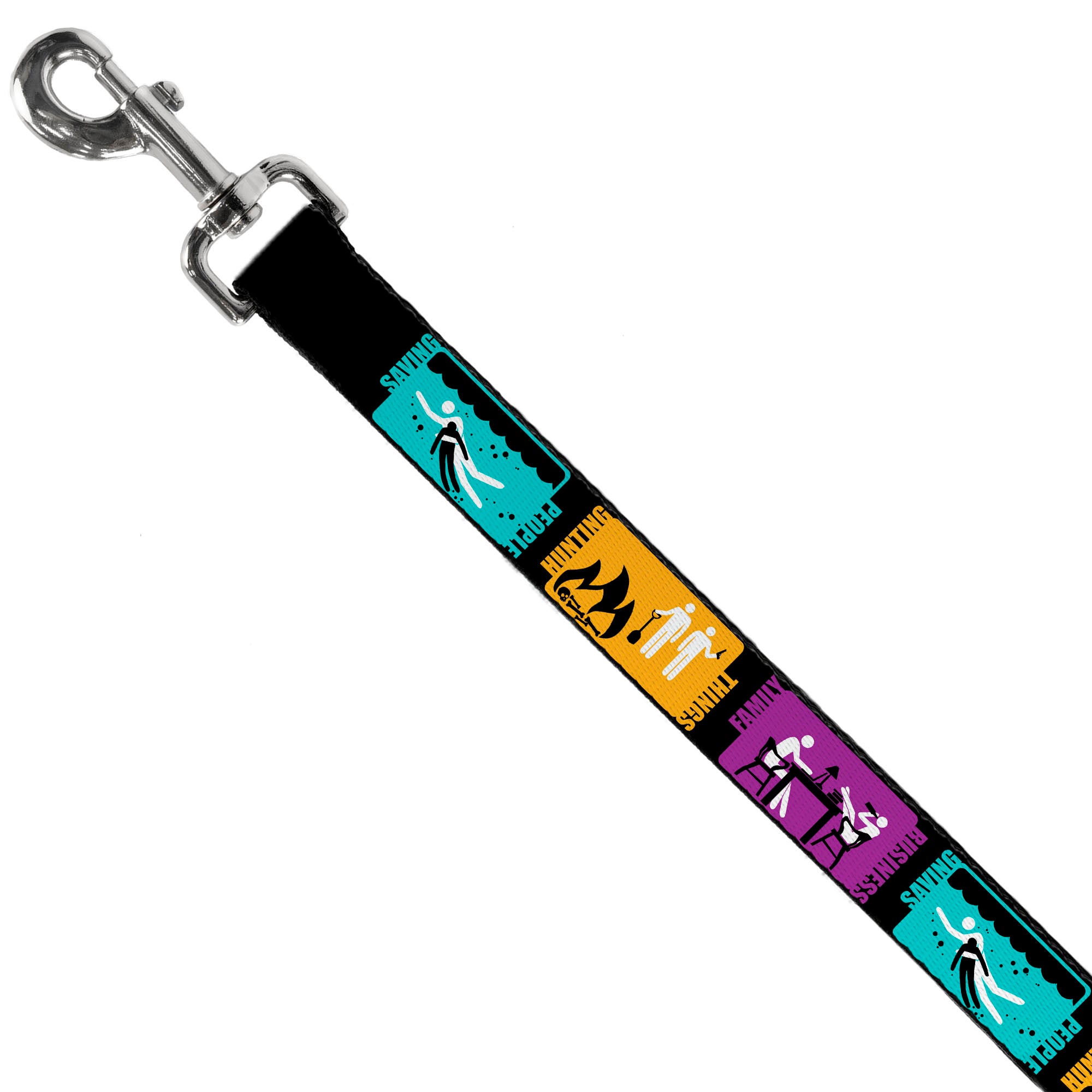 Dog Leash - Supernatural SAVING PEOPLE-HUNTING THINGS-FAMILY BUSINESS Blocks Black/Teal/Gold/Purple/White Dog Leashes Supernatural