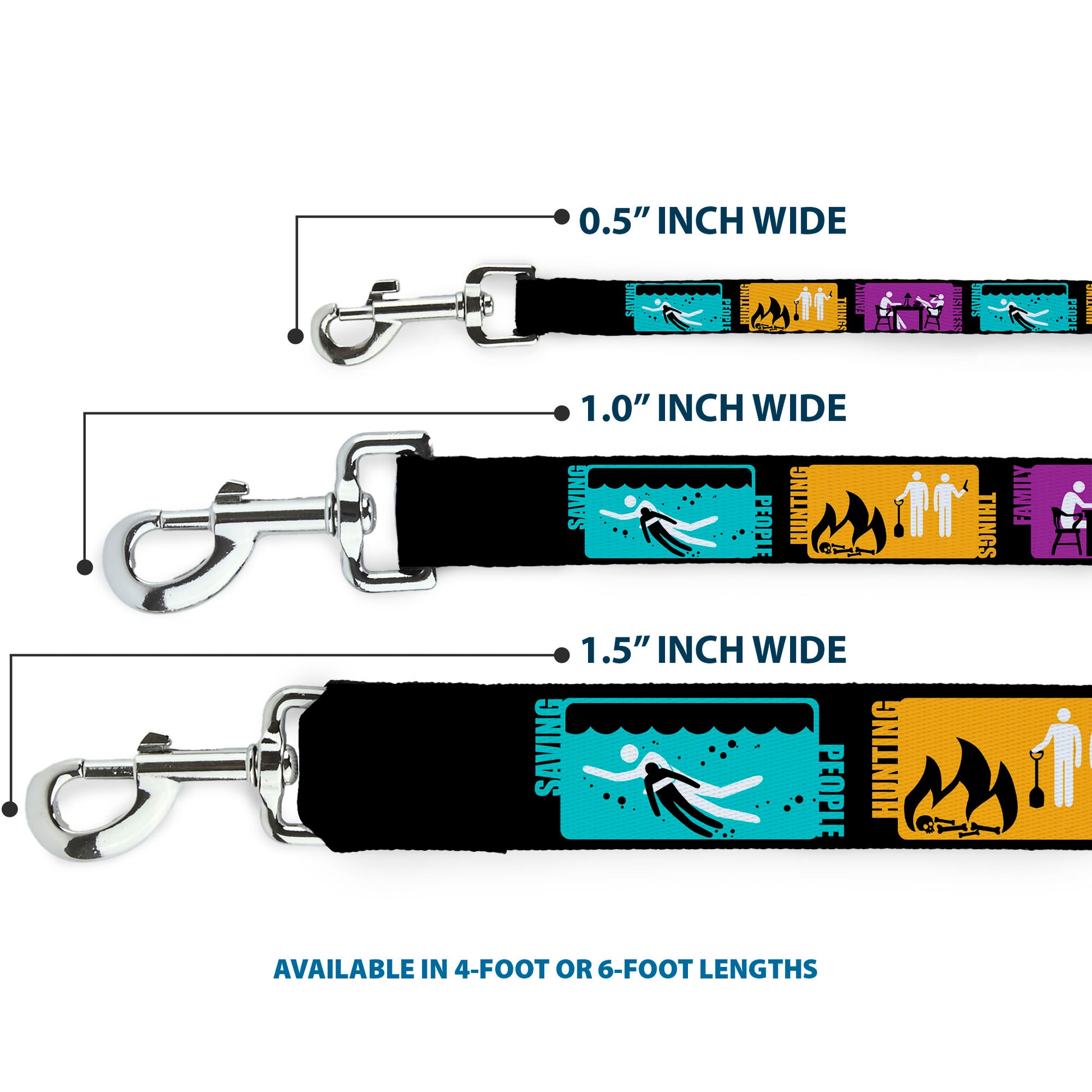 Dog Leash - Supernatural SAVING PEOPLE-HUNTING THINGS-FAMILY BUSINESS Blocks Black/Teal/Gold/Purple/White Dog Leashes Supernatural